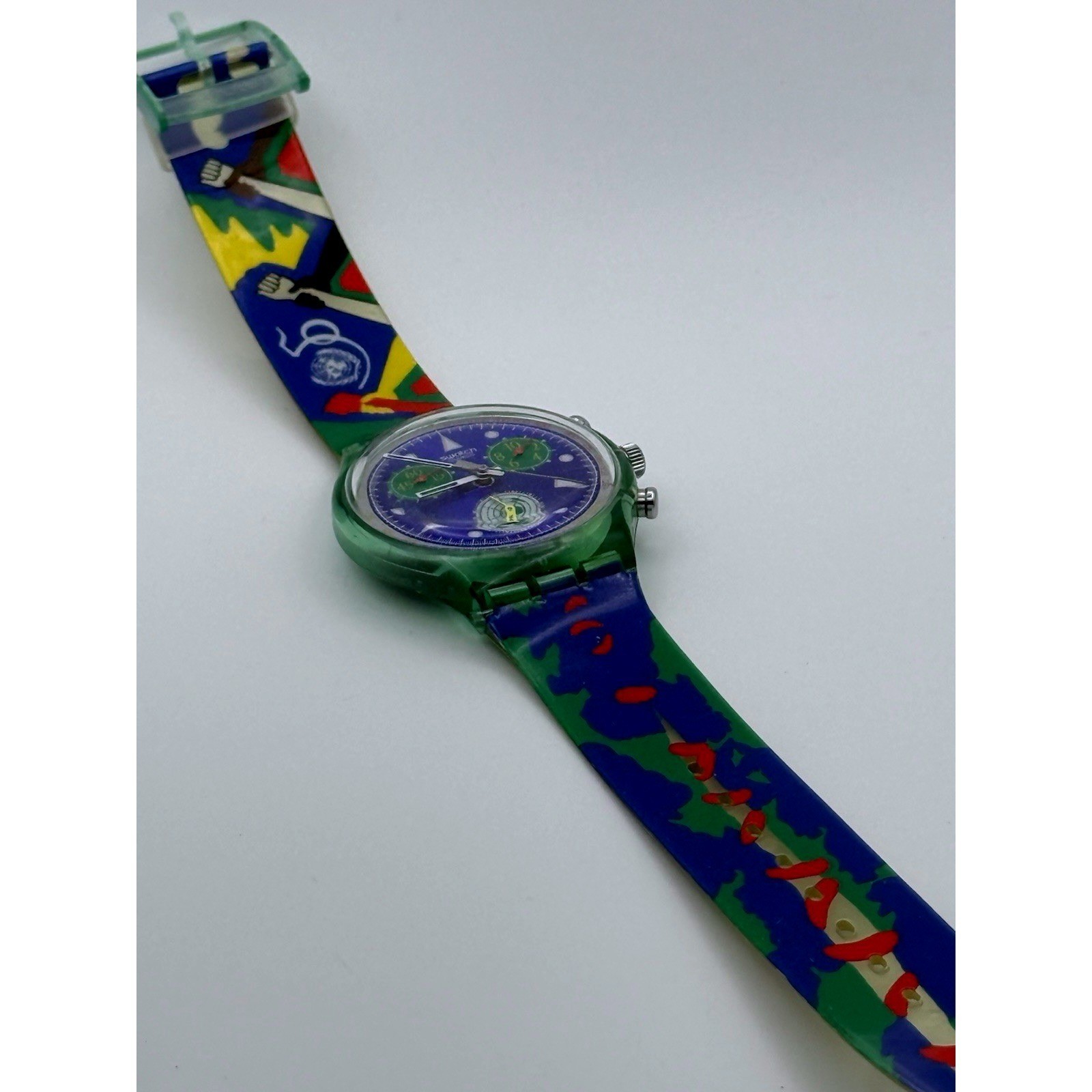 SWATCH WATCH UN UNITED NATIONS CHRONOGRAPH 50 ANNIVERSARY WRISTWATCH SWISS 1990