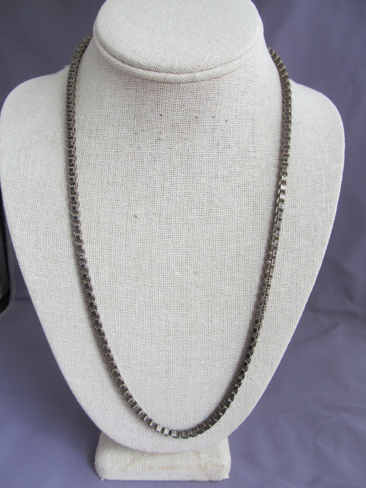 VINTAGE HUGE MENS HEAVY CHUNKY STERLING BOX CHAIN NECKLACE 4MM 23 1/2″ 50g