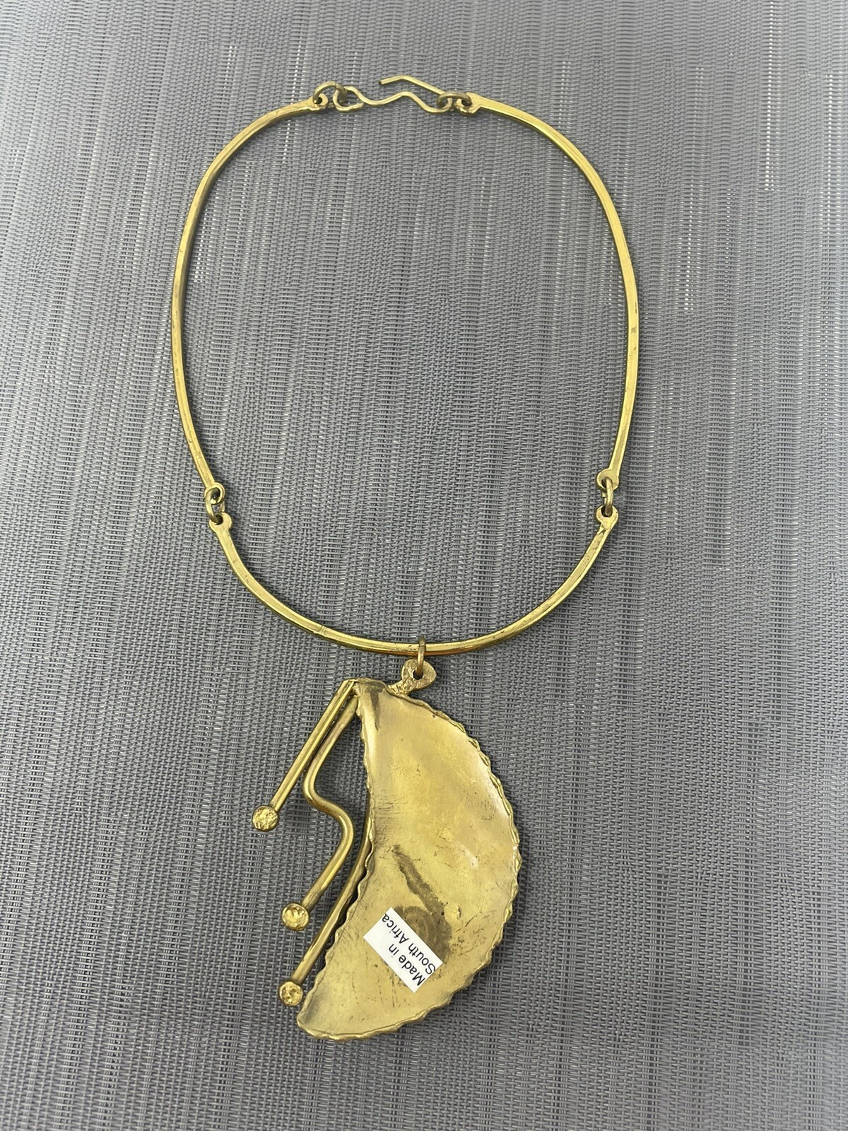 VTG South African Mixed Metal Choker Necklace Brass Copper Brutalist Modernist