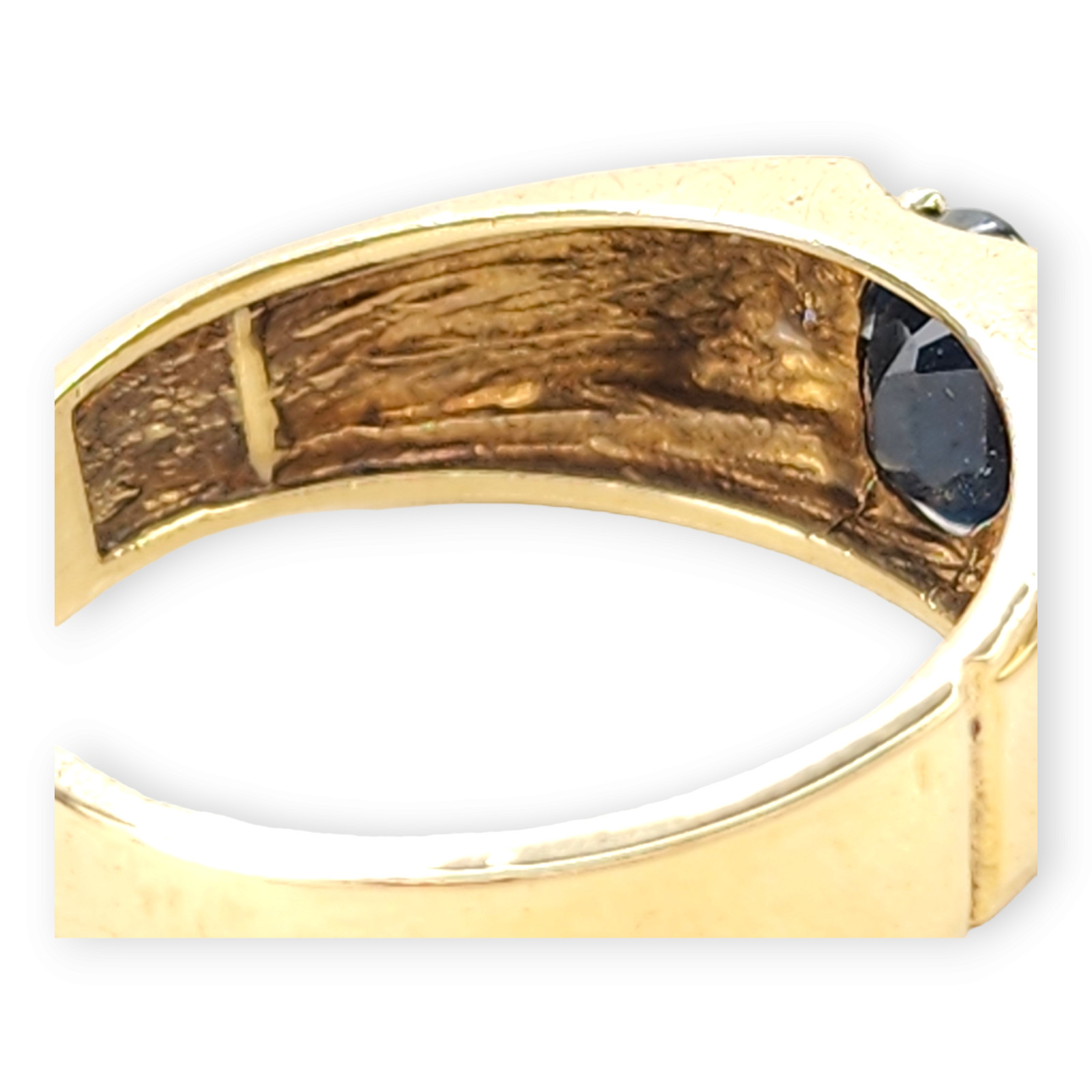 14KT Yellow Gold Vintage Sapphire Diamond Ring Size 9.75