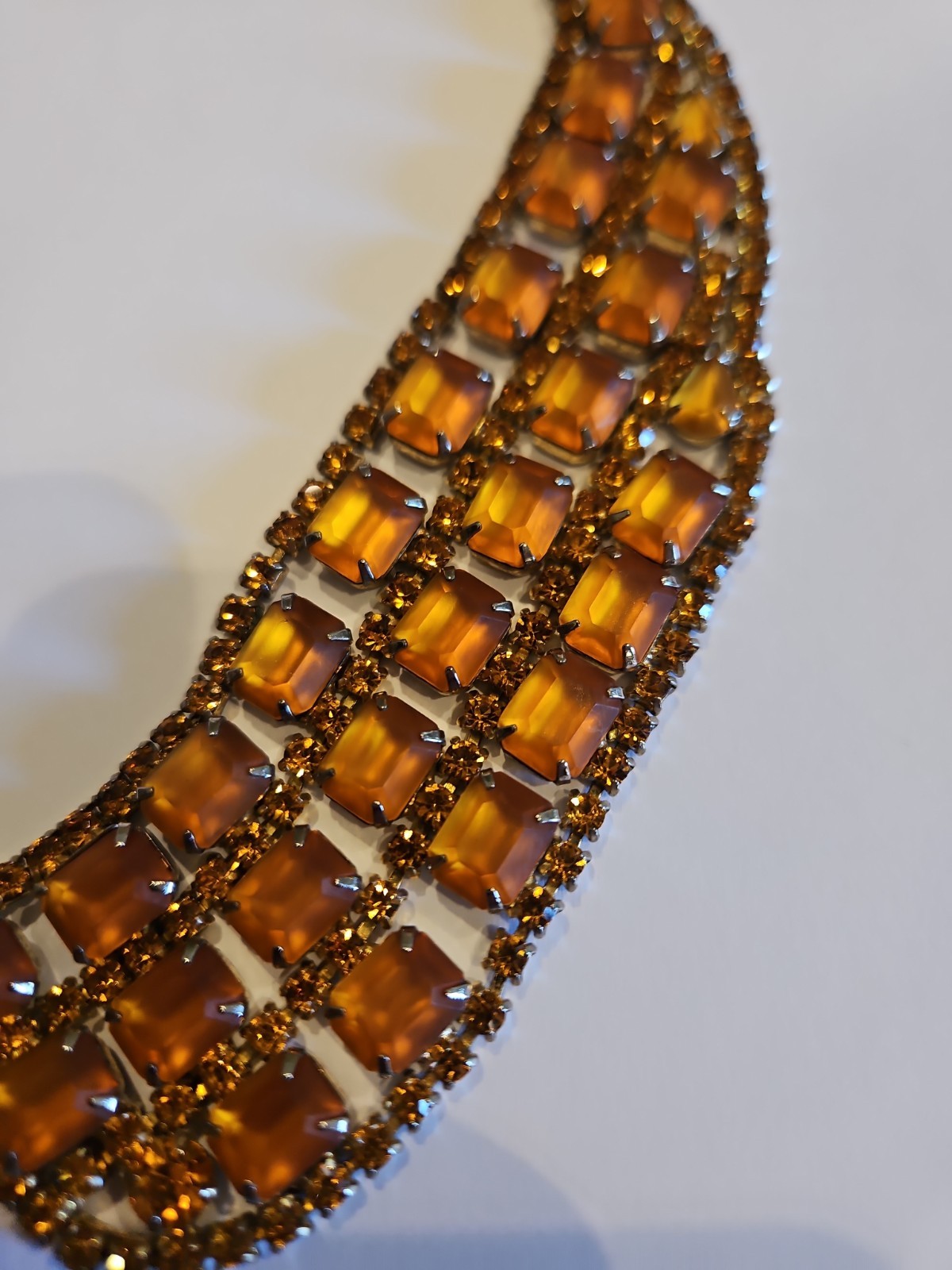 Gorgeous Estate Sale Find Vintage Citrine Collar Deco Style “Costume” Necklace!!