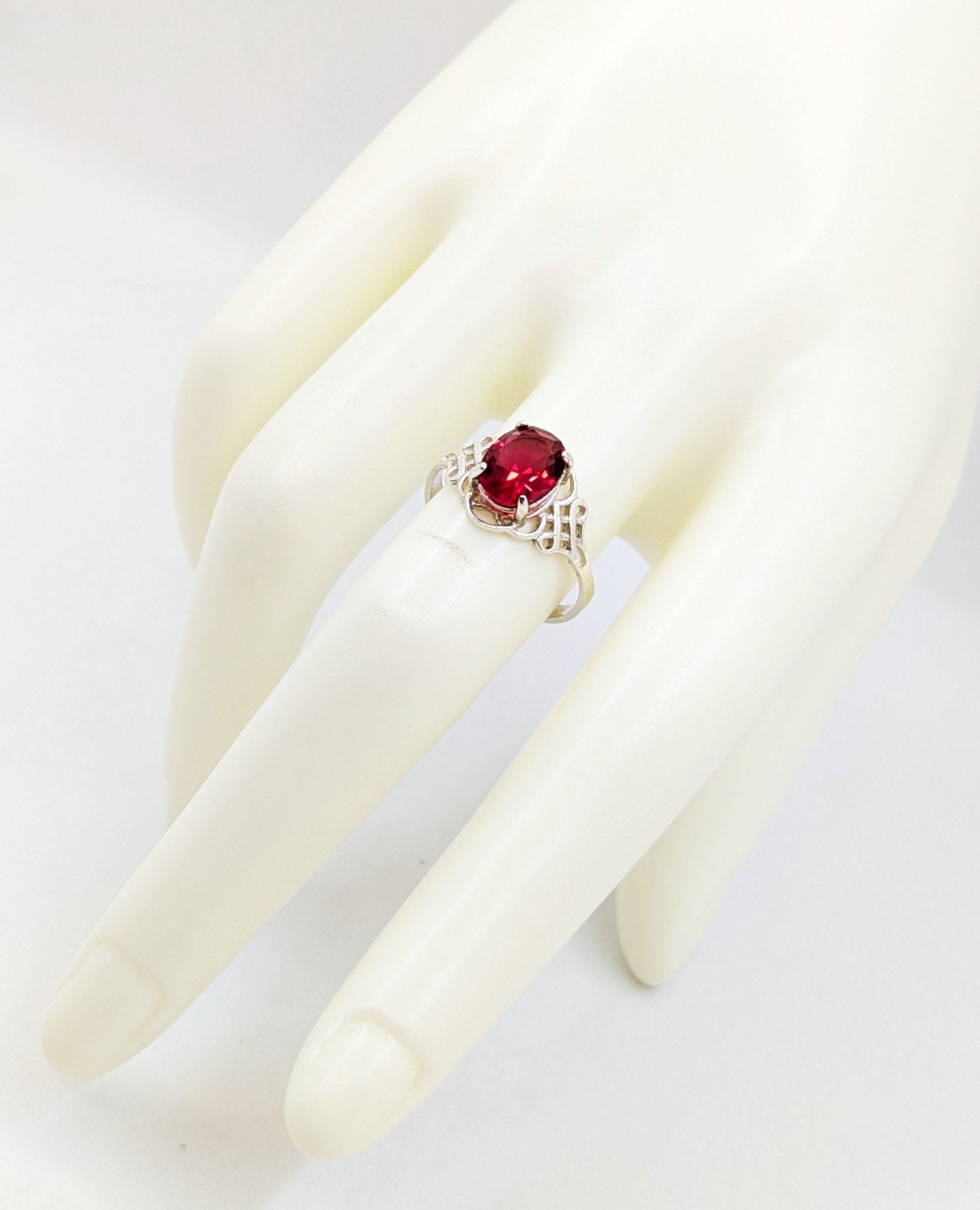 Vintage Elegant RING Silver 925 with Chic Bright Stone-size: 8.75US (18.5mm)| #7