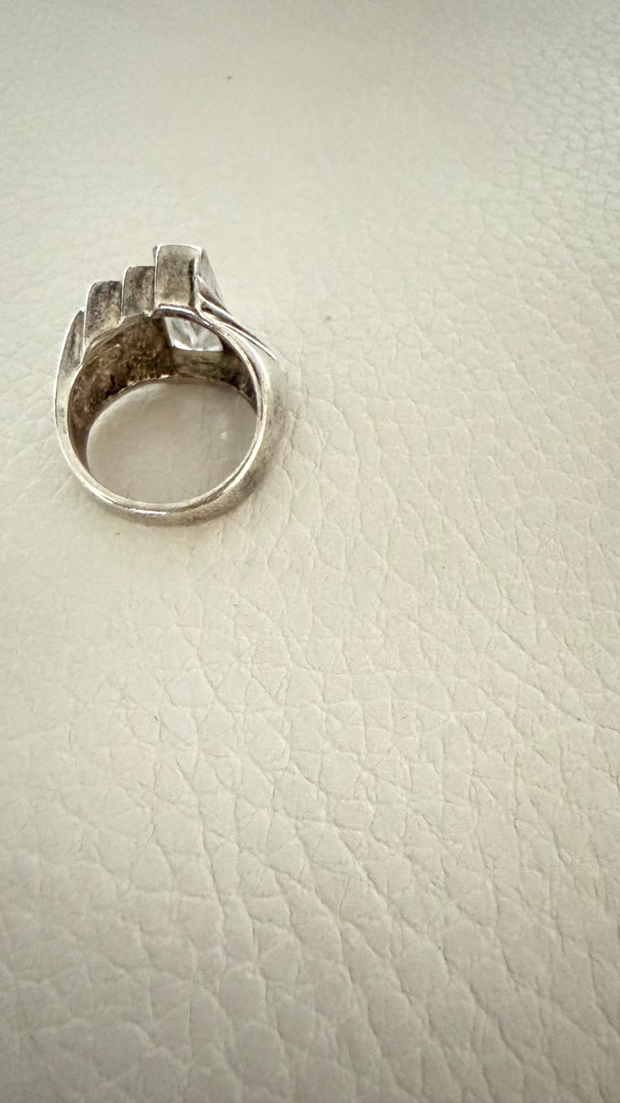 VINTAGE MT 925 STERLING SILVER FAN COCKTAIL RING TAPERED BAGUETTE STONE 10 G 7