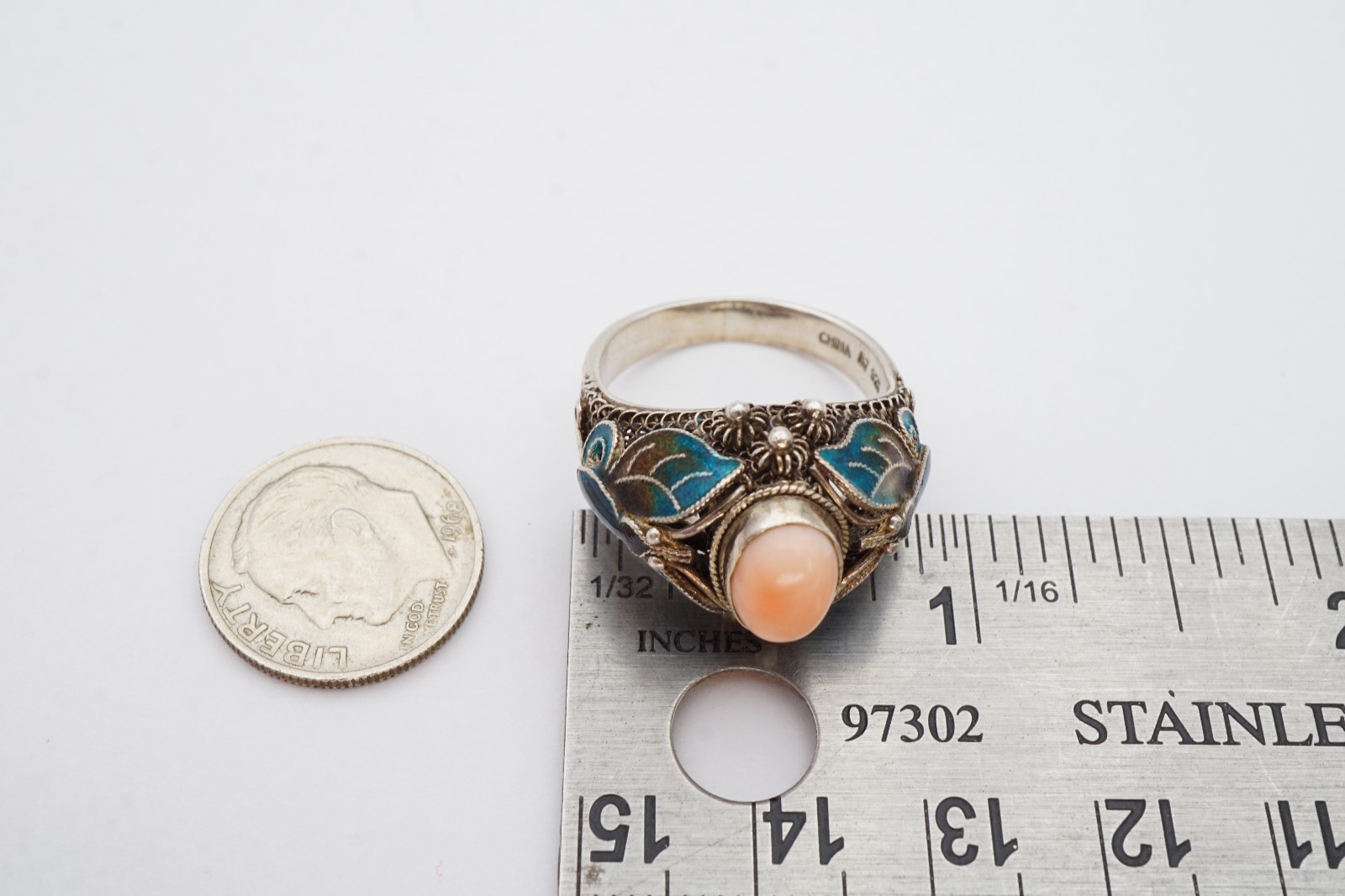 Vintage Sterling Silver 925 Larimar Ring Size 8.25