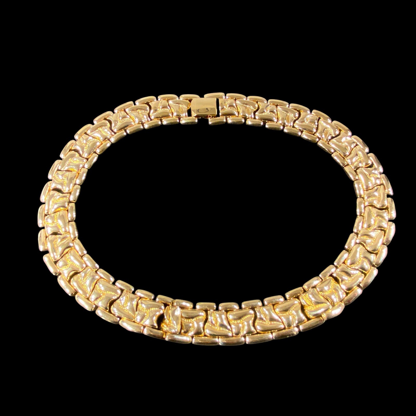Vintage Gold Tone Linked Choker Collar Statement Necklace 12 in