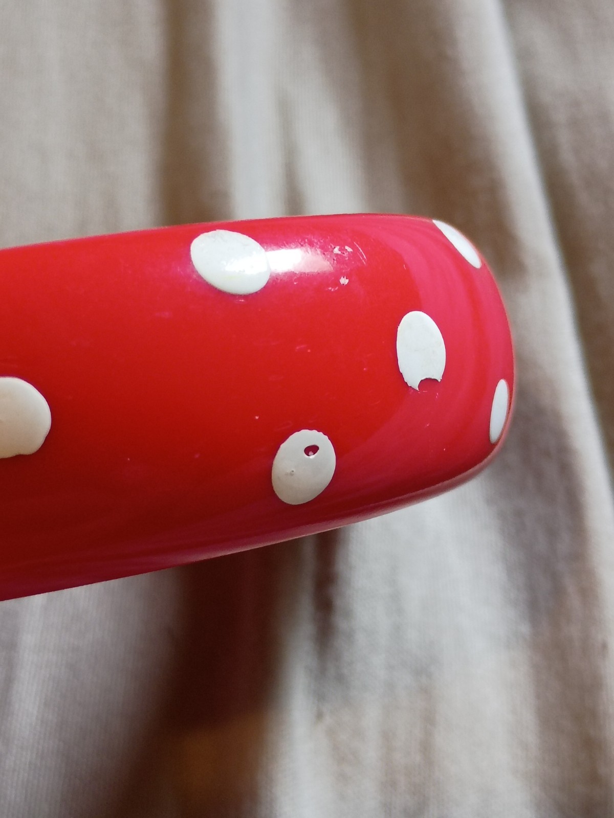 Unique Vintage Polkadot Red and White Color Plastic Bracelet.