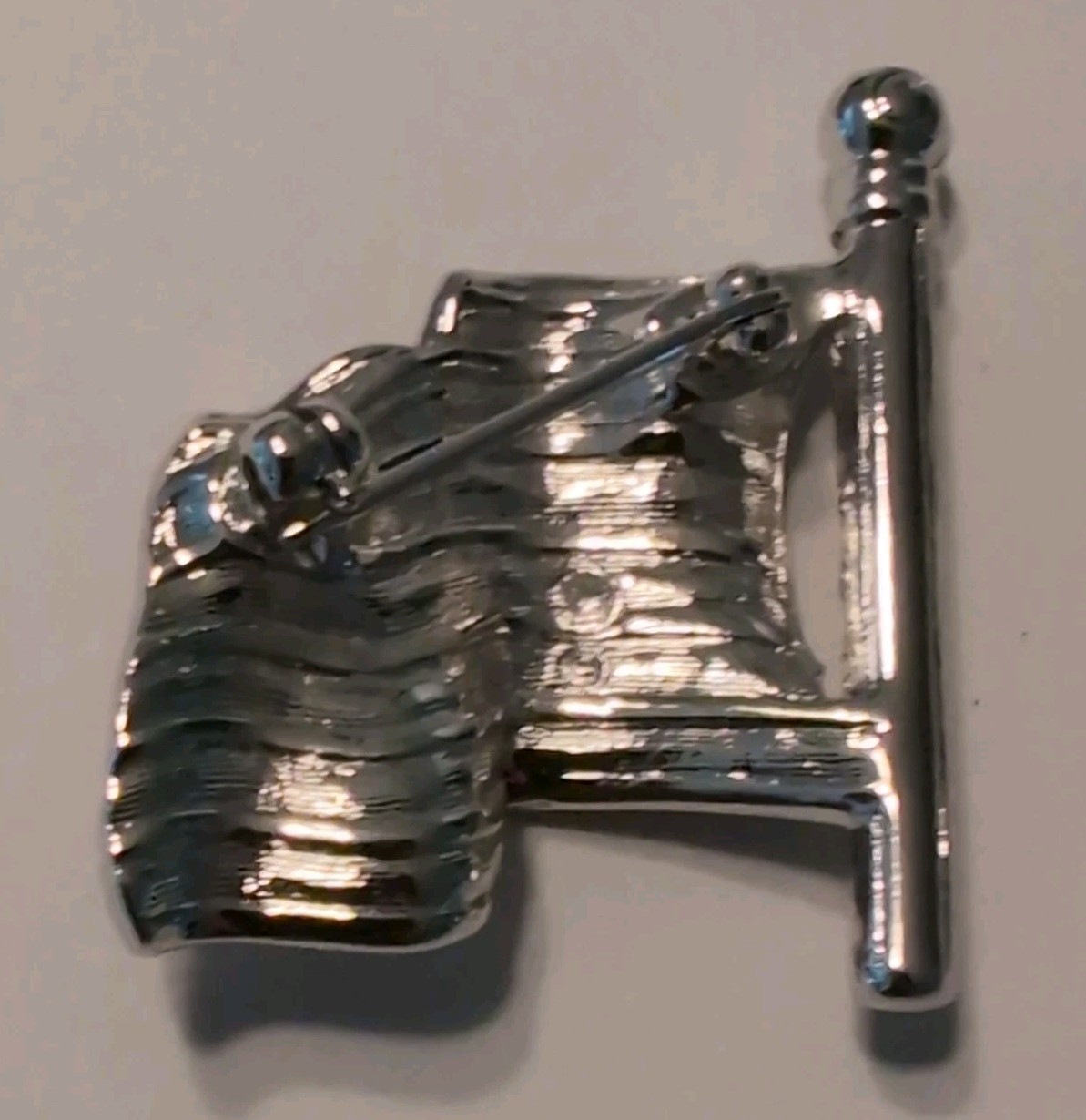 Swan Signed Swarovski Blue Red Clear Crystal American Flag Pin