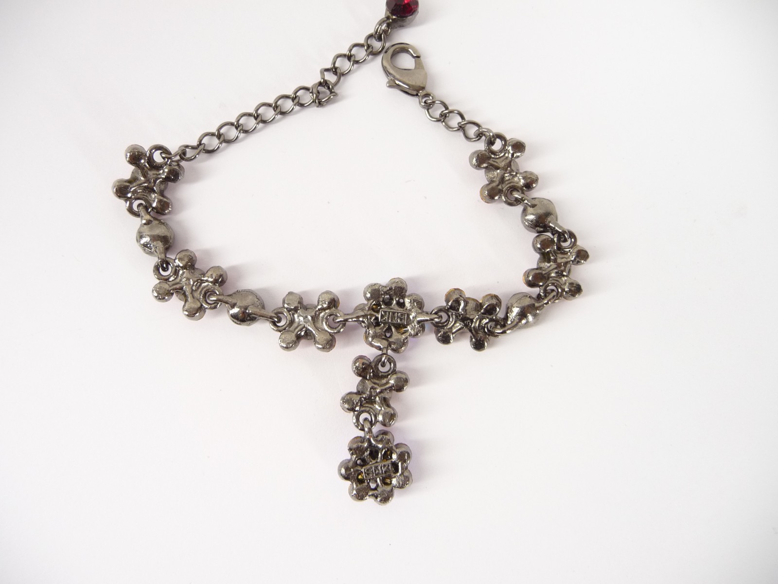 SNK Signed Bracelet Red Crystal Rhinestones 8.5 inches USA Seller
