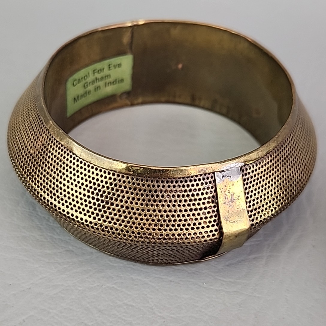 Vintage Bangle Bracelet Lot of 9 India Enamel Brass Rhinestone Hinged Wood