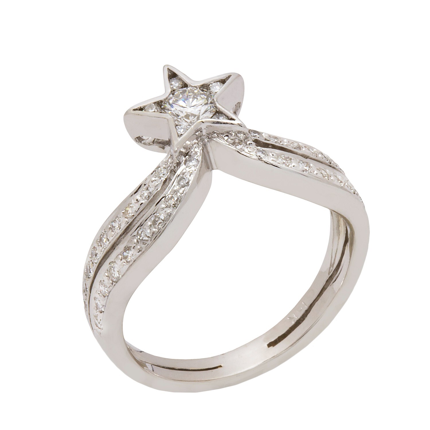 18K White Gold Diamond Star Ring 0.50ct TDW Size 6