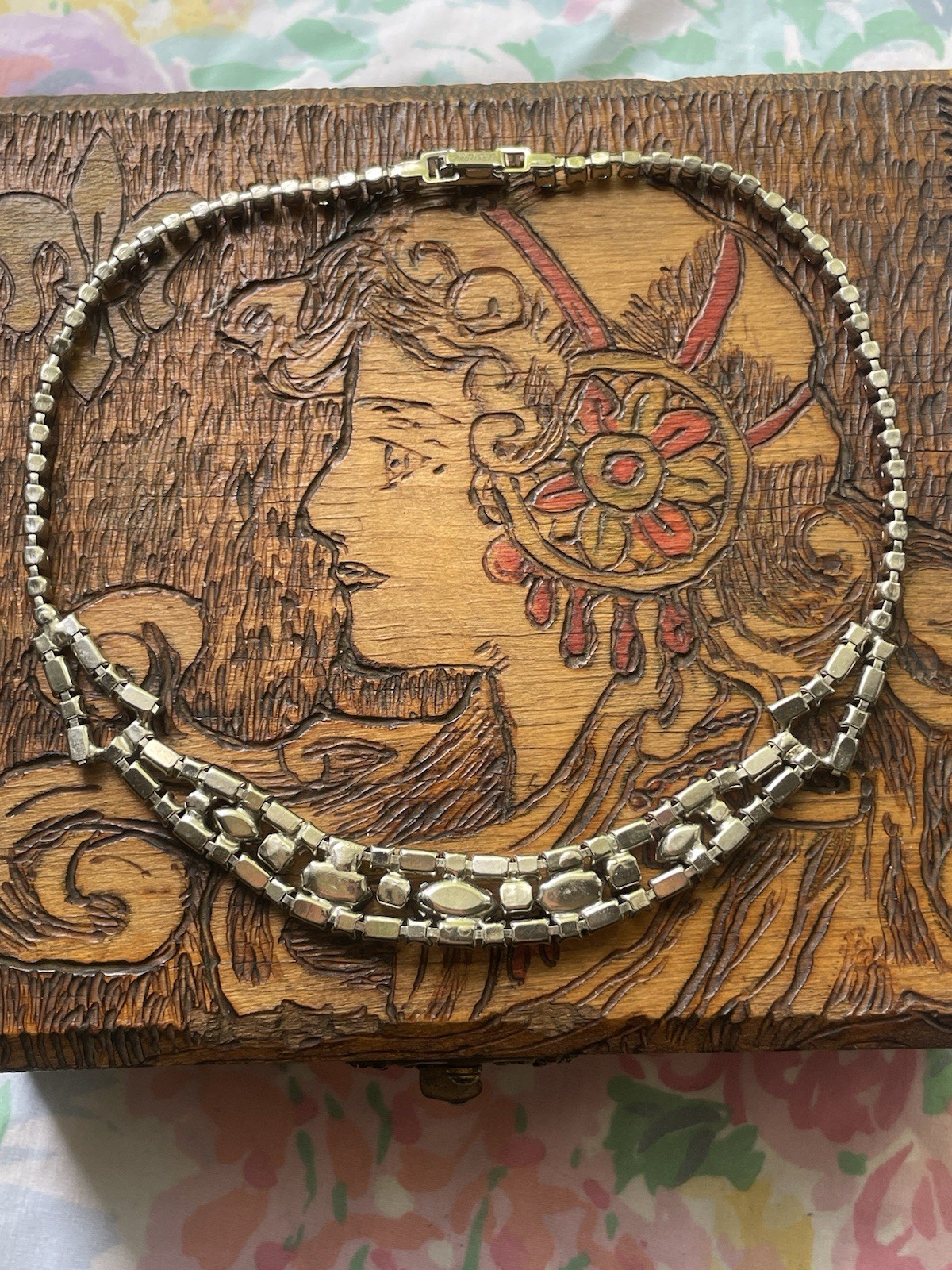 Vintage Signed La Rel Silver Rhinestone Necklace 1950’s Hollywood Glam Choker