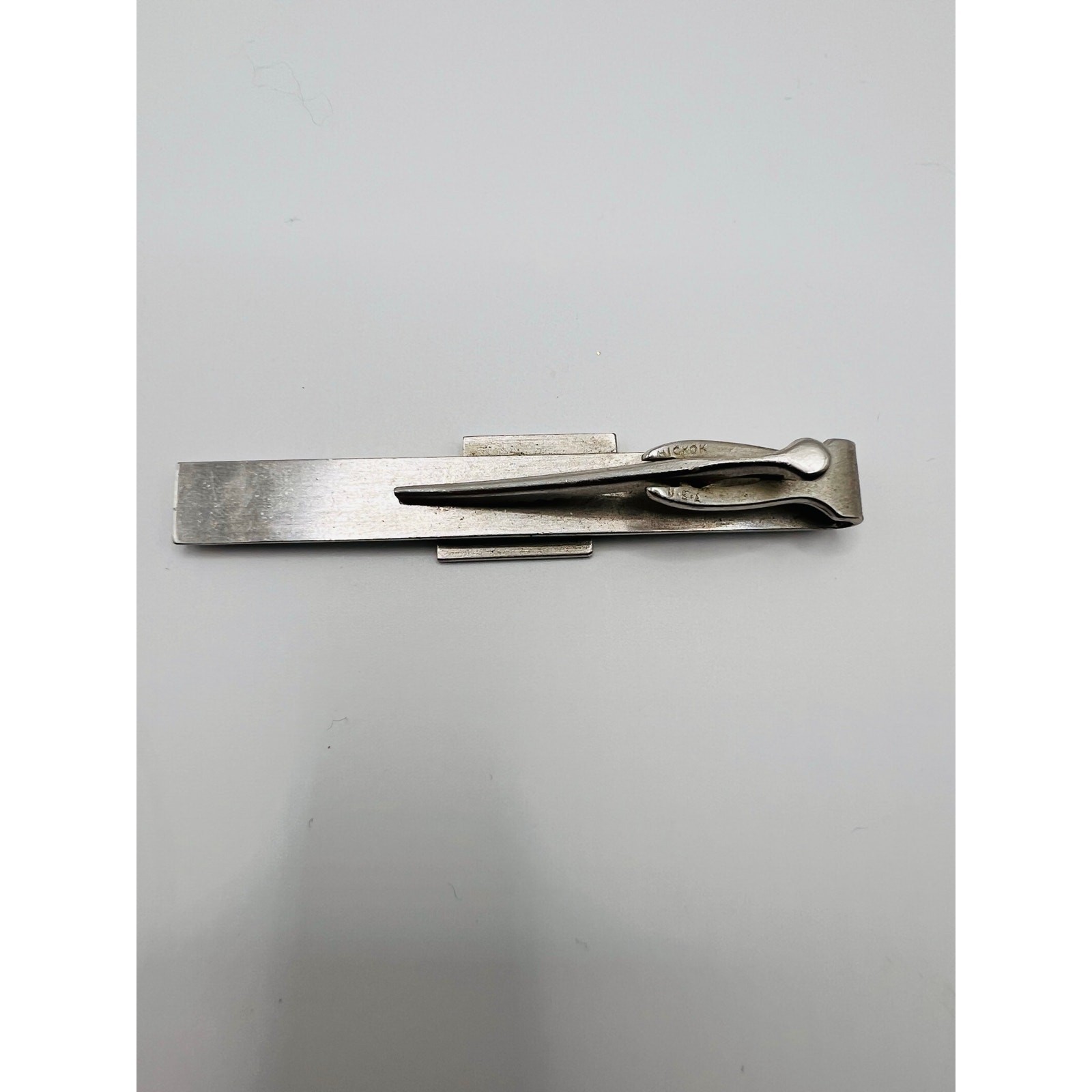 Vintage Silver Tone Tie Clip | Mid Century Minimalist Men’s Tie Bar