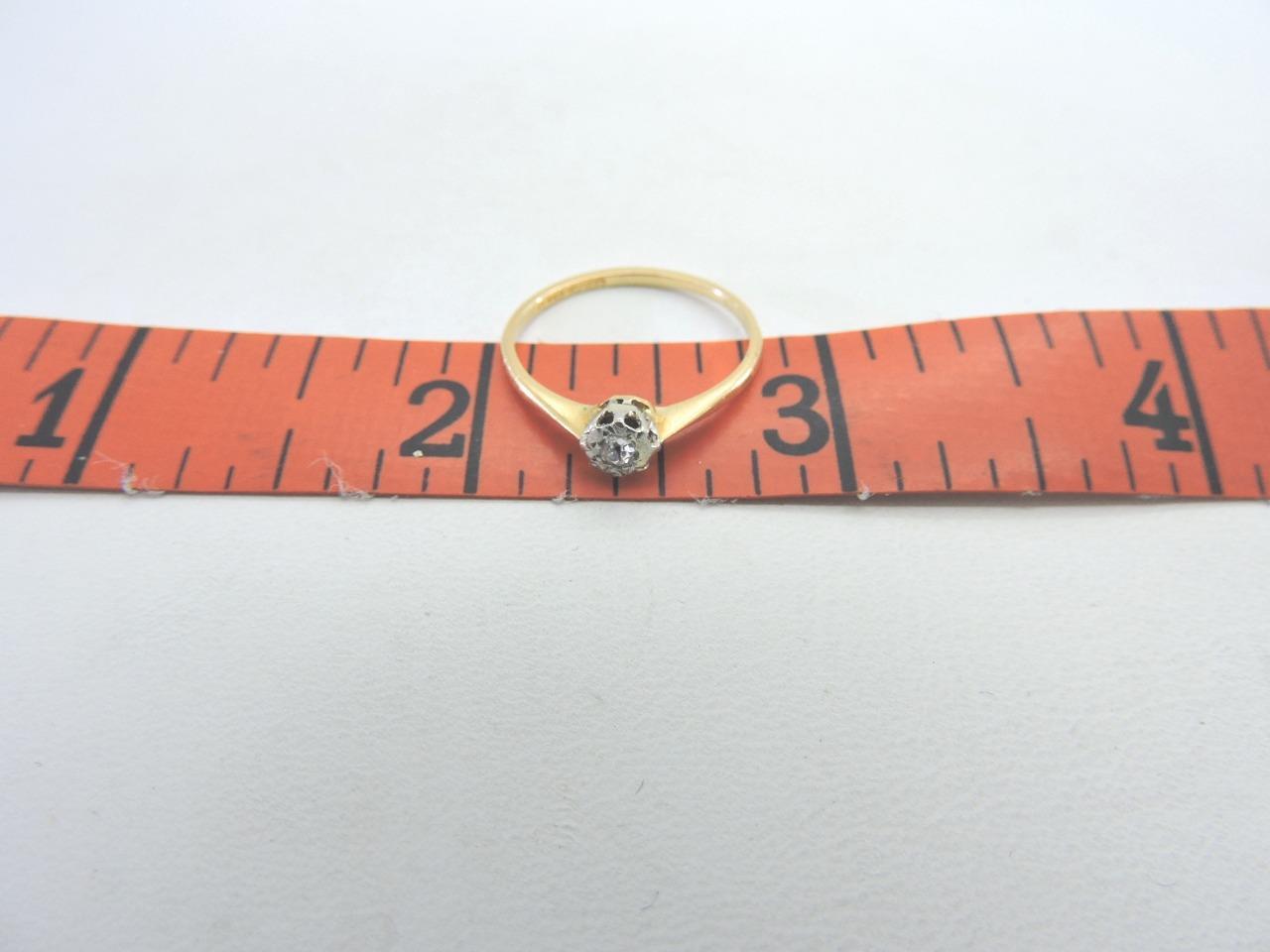18K Gold Antique Rose Cut 0.10 CT Diamond Engagement Ring Vintage Size 5.5