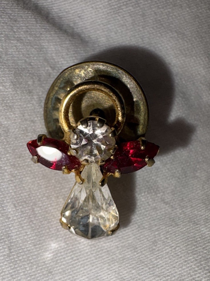 Vintage Guardian Angel Rhinestone Pin