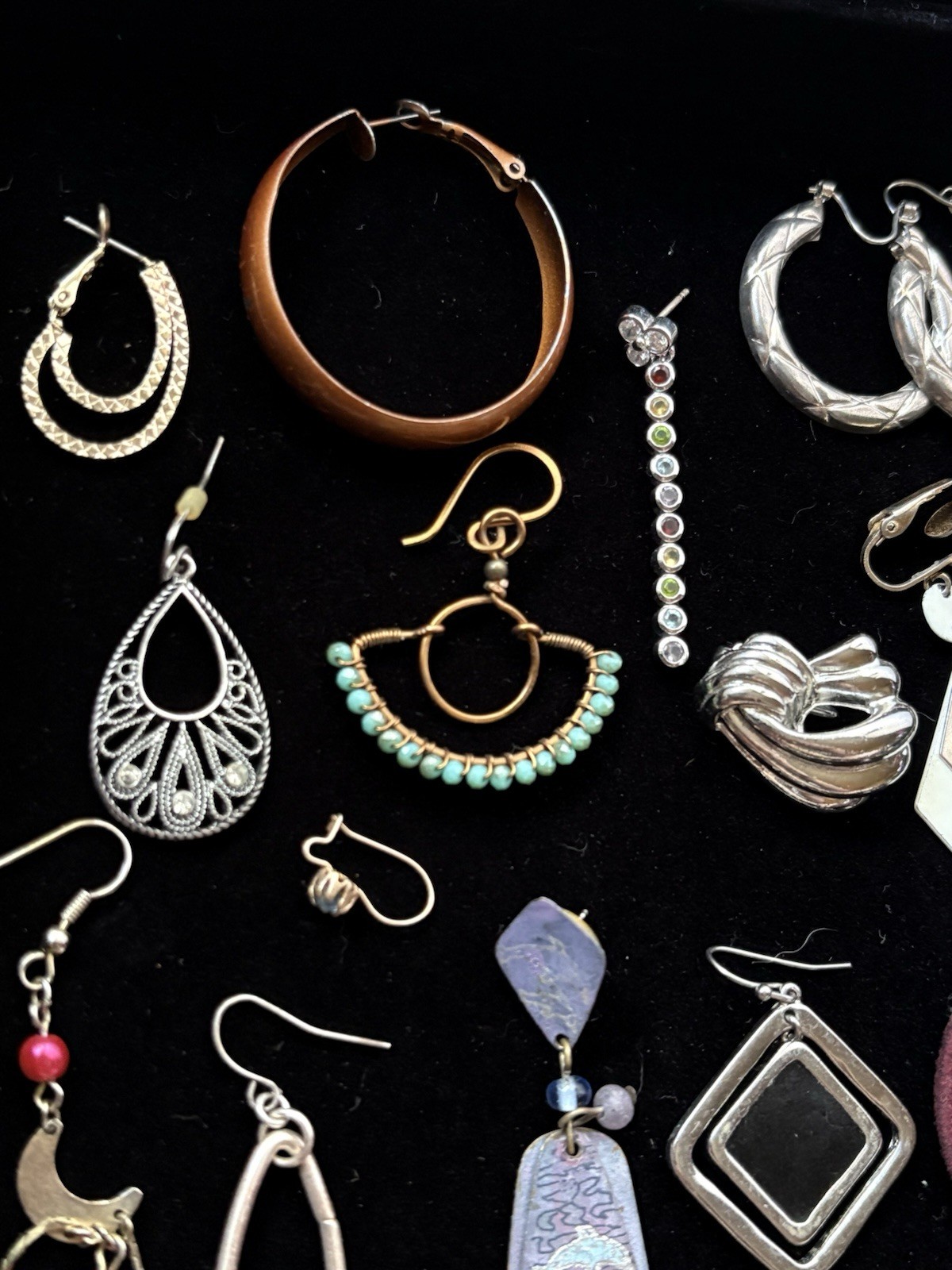 Vintage Single Earring Lot 44 Pieces Craft Repurpose Some Signed Rhinestones #3