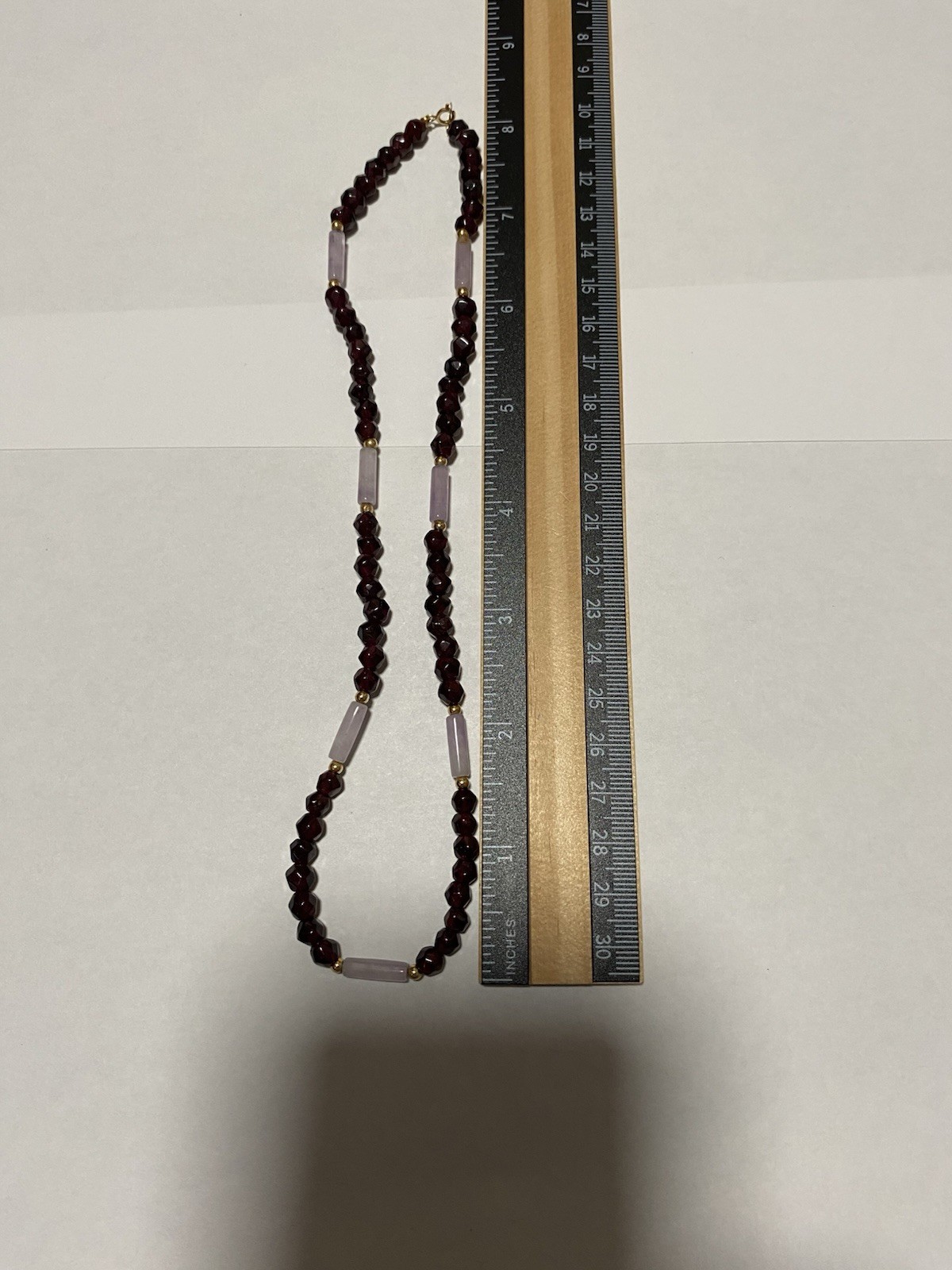 14kt Rose Quartz Garnet Necklace 16” Bracelet 6.5” Set