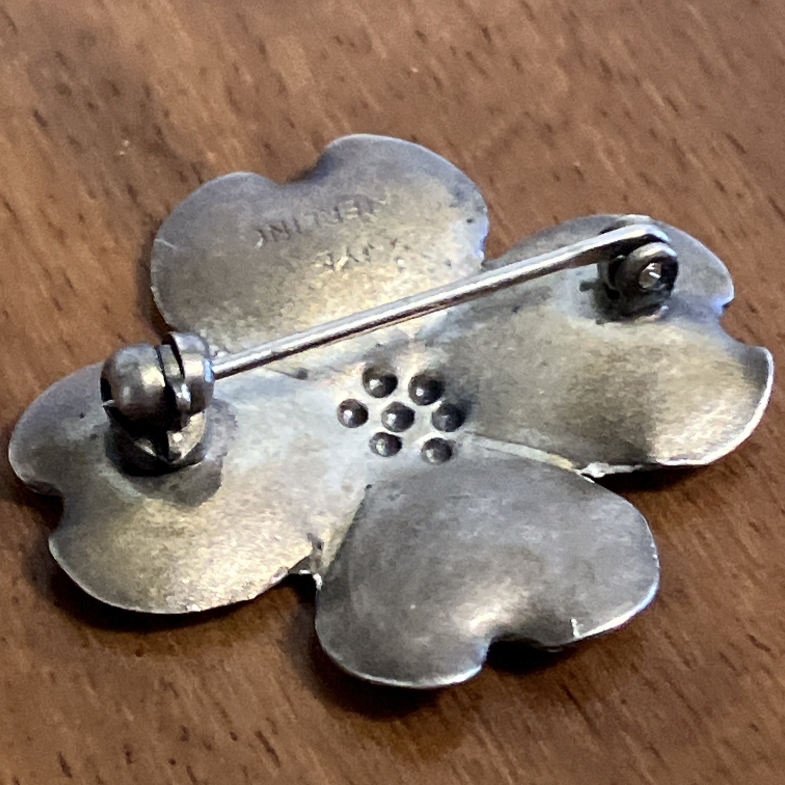 Vintage Stuart Nye Sterling Silver Hand Crafted Dogwood Flower Pin Brooch 1940s