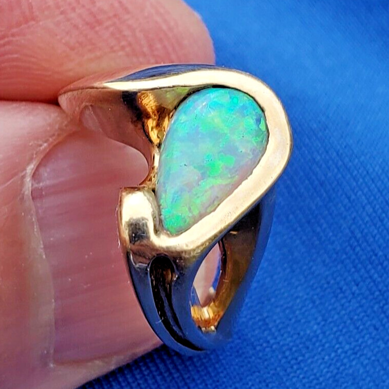 Original EARTH MINED OPAL Engagement Ring Sculptural Design Solitaire 14K GOLD 8