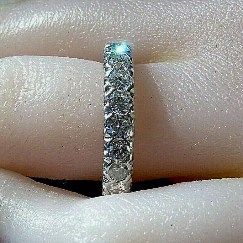 Original EARTH MINED DIAMOND Wedding BAND Deco Eternity Anniversary RING S – 6.5