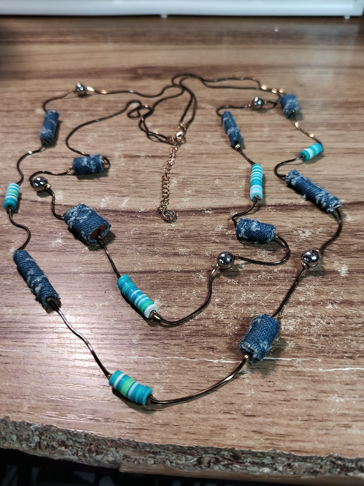 C1946 Vintage Mixed Media Artisanal – Denim & Beads – Bohemian – South Western –