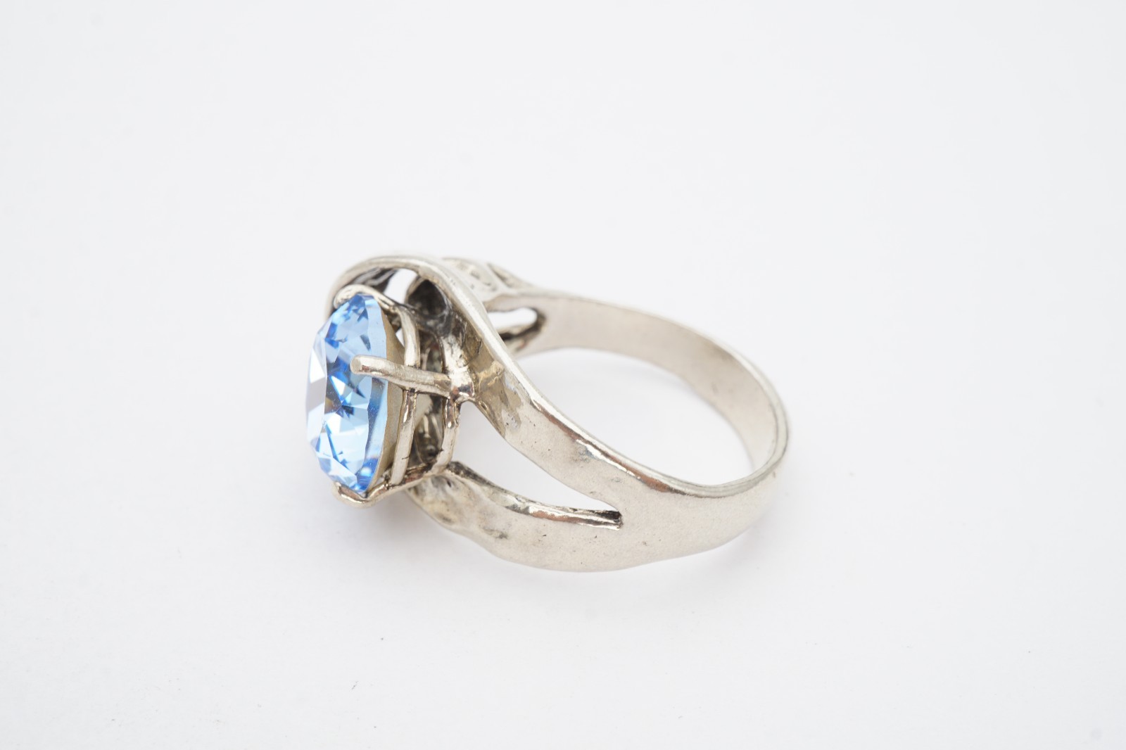 Vintage Sterling Silver 925 Blue Glass Stone Ring Size 9.25 Signed Zuman