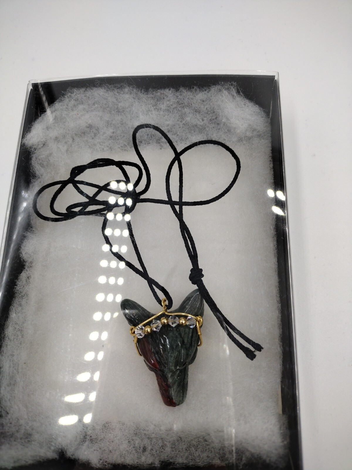 22728 Wire Wrapped Wolf Head African Bloodstone Gemstone nickel-free