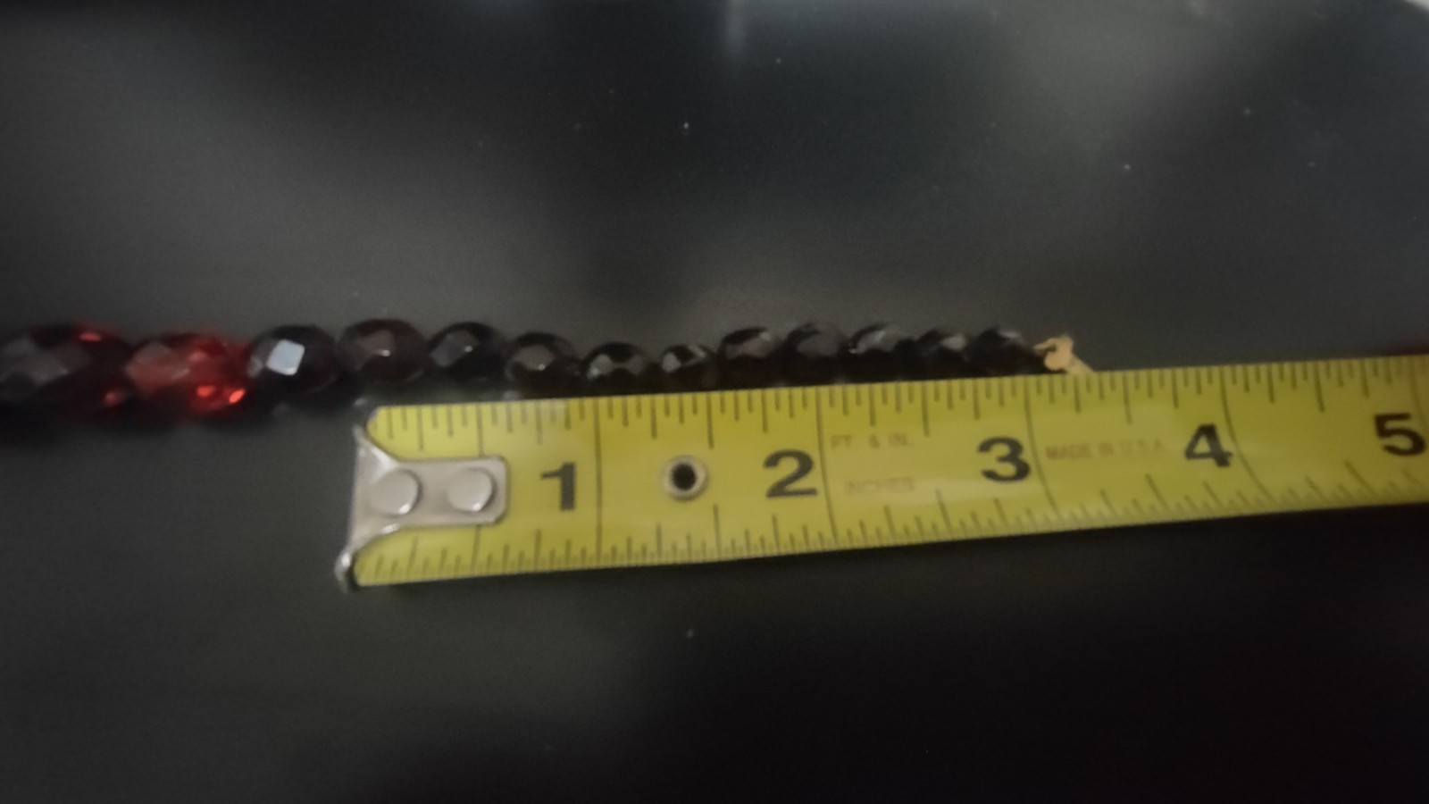 VINTAGE Tested Ruby Red CHERRY 30g AMBER BAKELITE FACETED BEADED 16″ NECKLACE