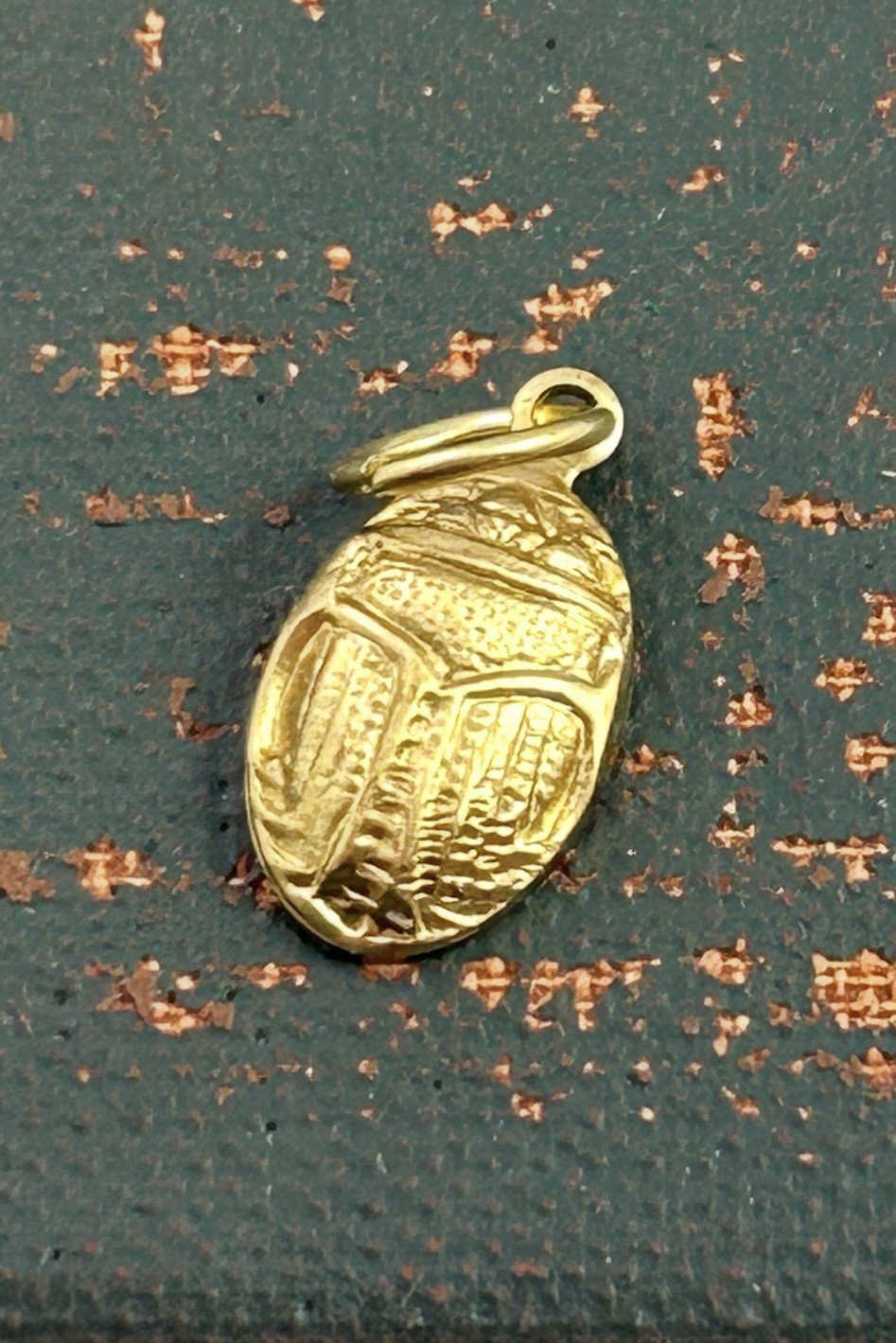 Vintage Scarab Charm Pendant Vintage Jewelry Egyptian Beetle Brass Metal Charm
