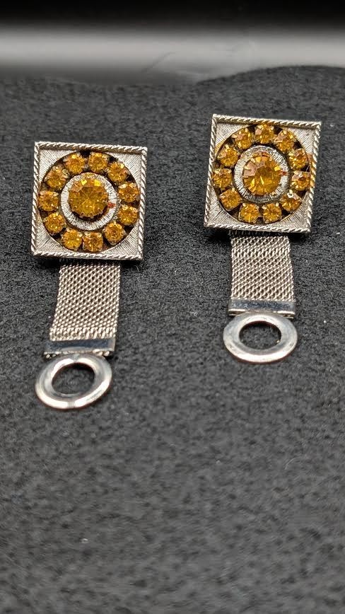 Di Gino Designer High End Retro 40’s Rhinestones Wrap Around Mesh Cufflinks