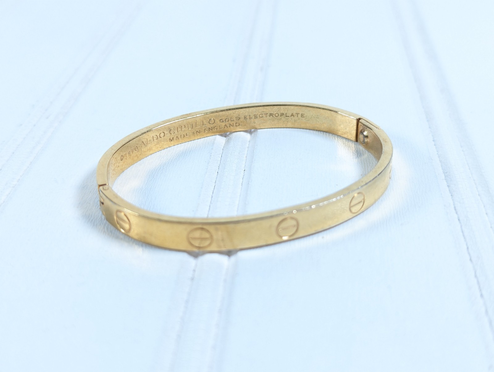 Vintage Charles Revson Inc. Aldo Cipullo Love Bracelet Gold Electroplate 1970