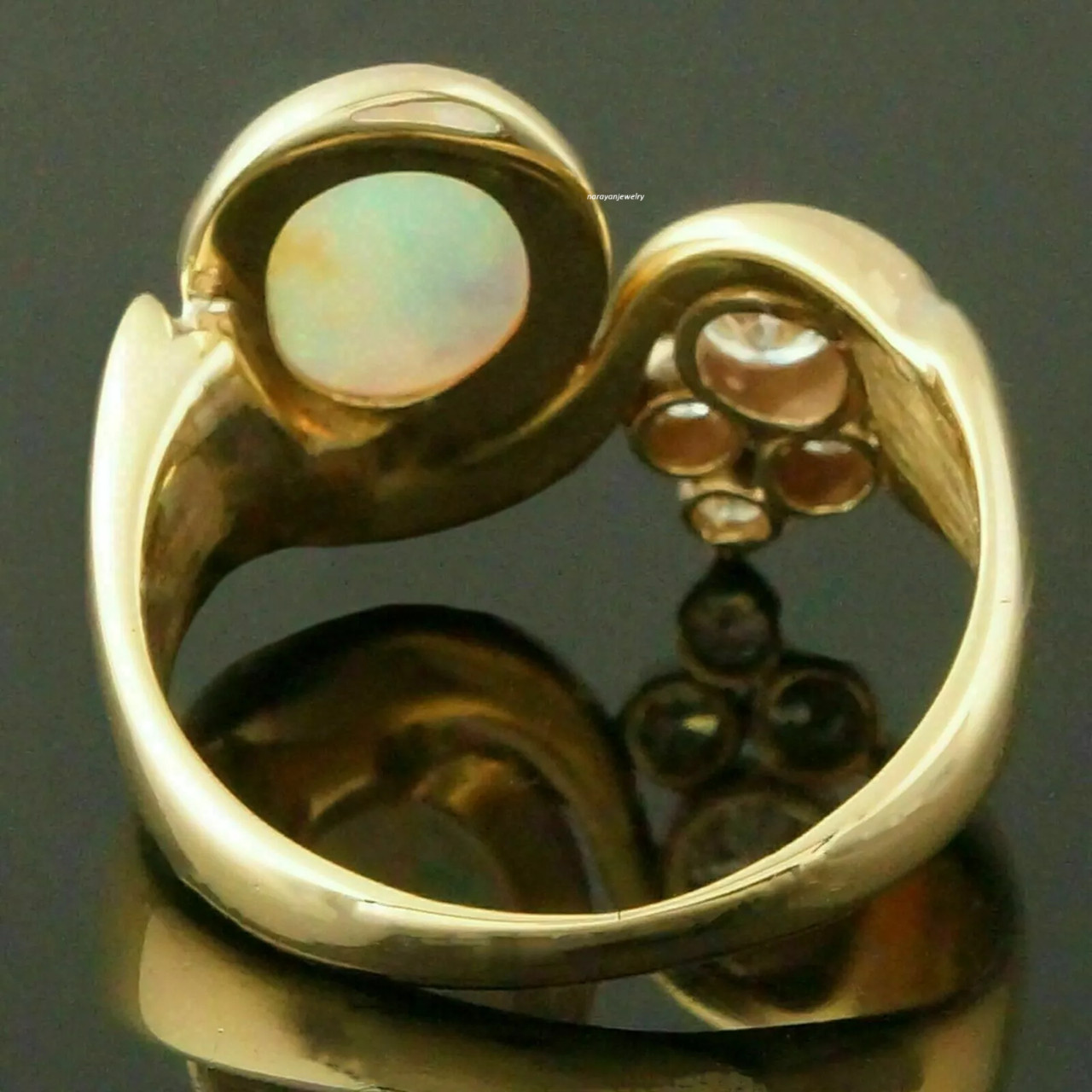 3Ct Oval Cut Natural Opal Solitaire Engagement Ring 14K Yellow Gold Plated Ring