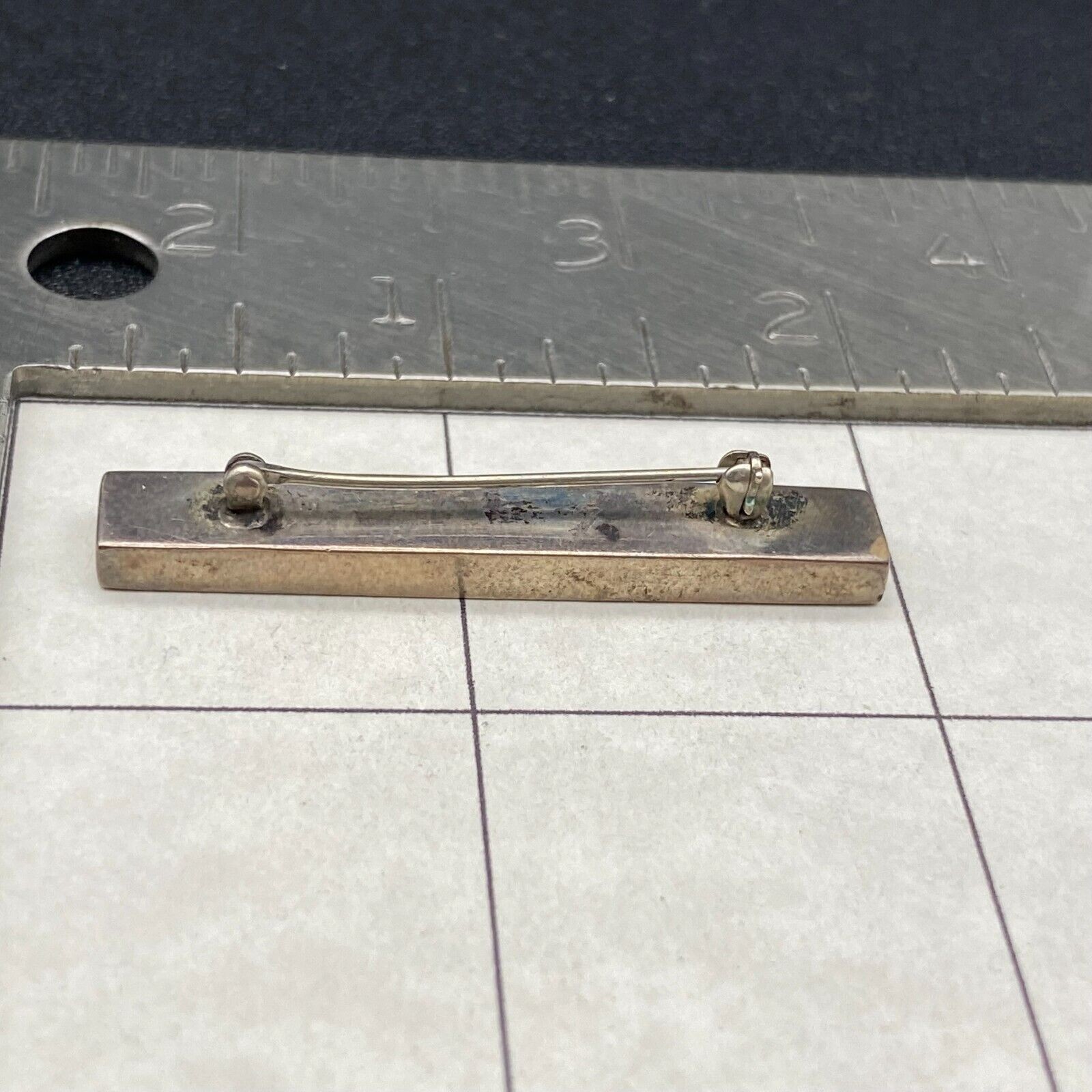 Vintage Modernist Minimalist Multiple Inlay Silver Bar Pin Brooch