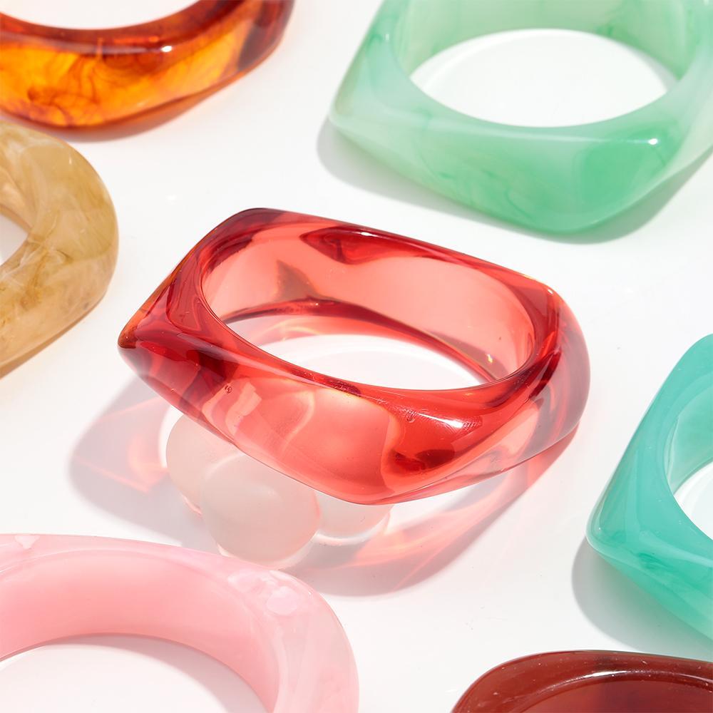 Vintage Acrylic Geometric Bangles – Trendy Wide Cuff Resin Bracelets for 2025
