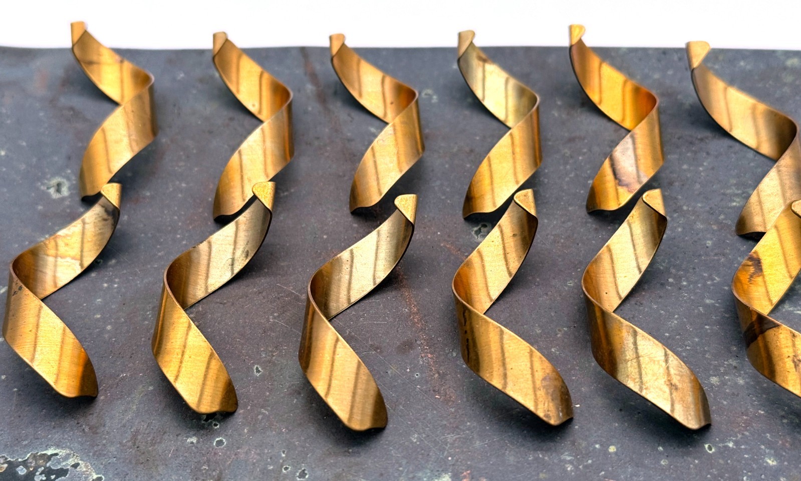 Vintage Brass Long Curls Jewelry Stamping Lot of 12