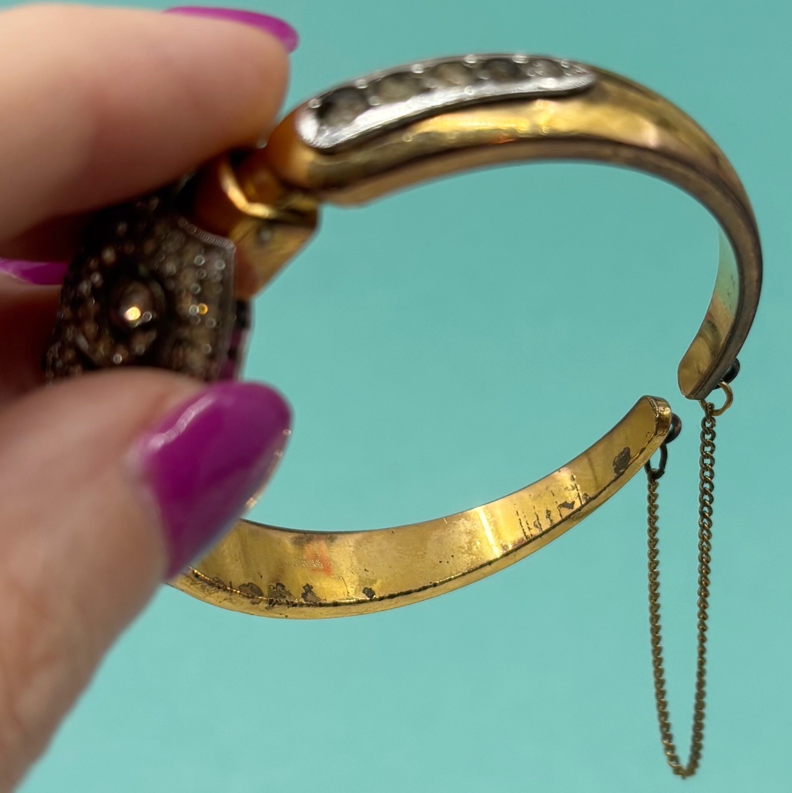 French Potens Prima Hidden Watch Bracelet Paste Set Gold Filled Retro
