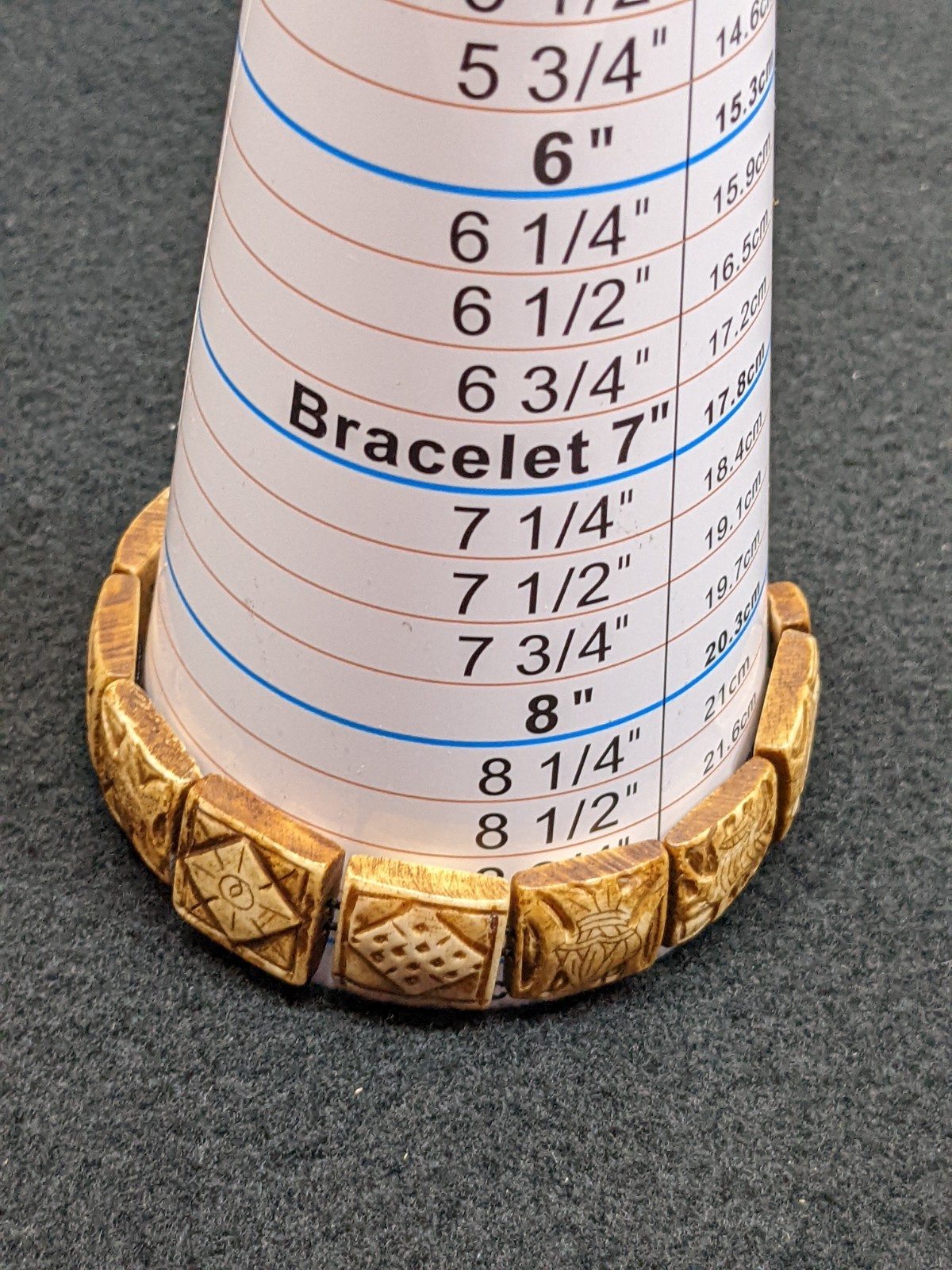 Carved Bone / Antler Beaded Tile Bracelet Tribal Boho Adjustable Ethnic Jewelry