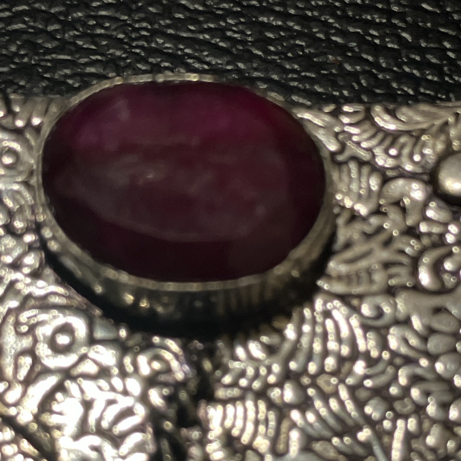 Vintage Sterling 925 Faceted Ruby Gemstones Bezel Setting 2.3” x 1.5” New