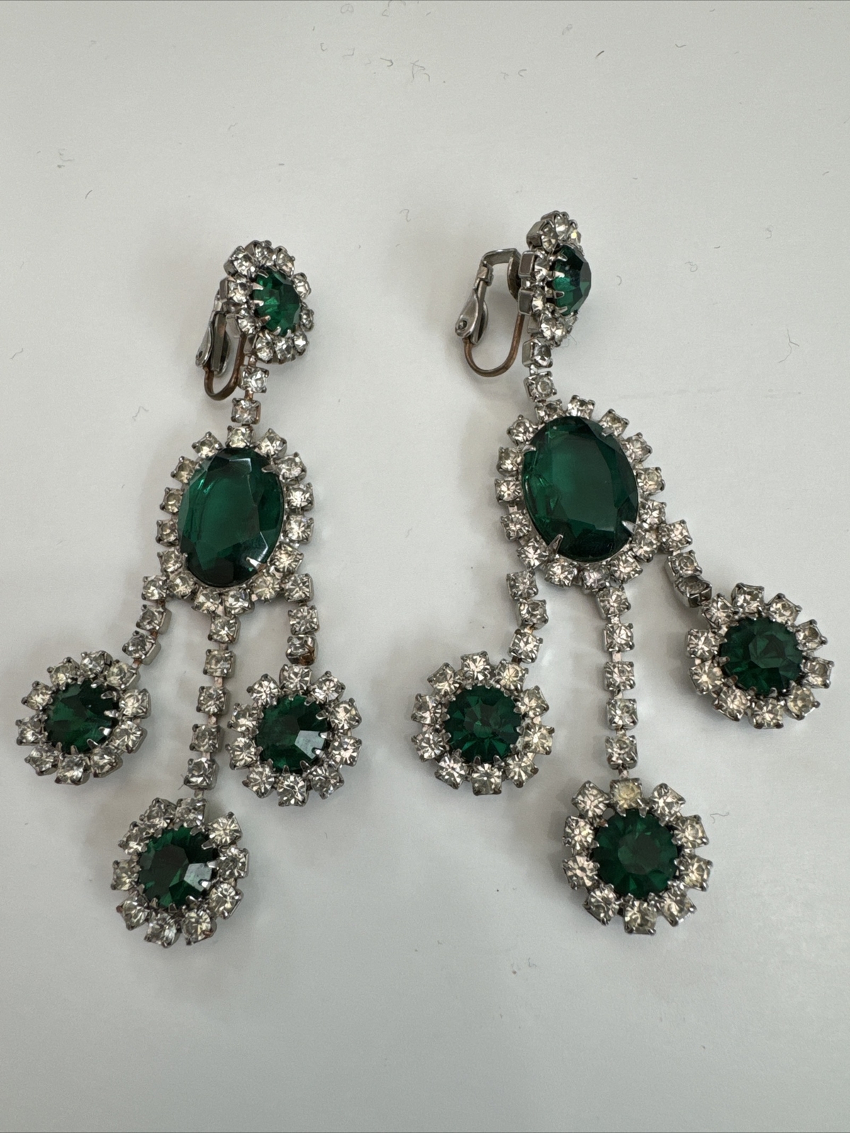 Beautiful Art Deco Rhinestone Emerald Drop Earrings For Any Occasion