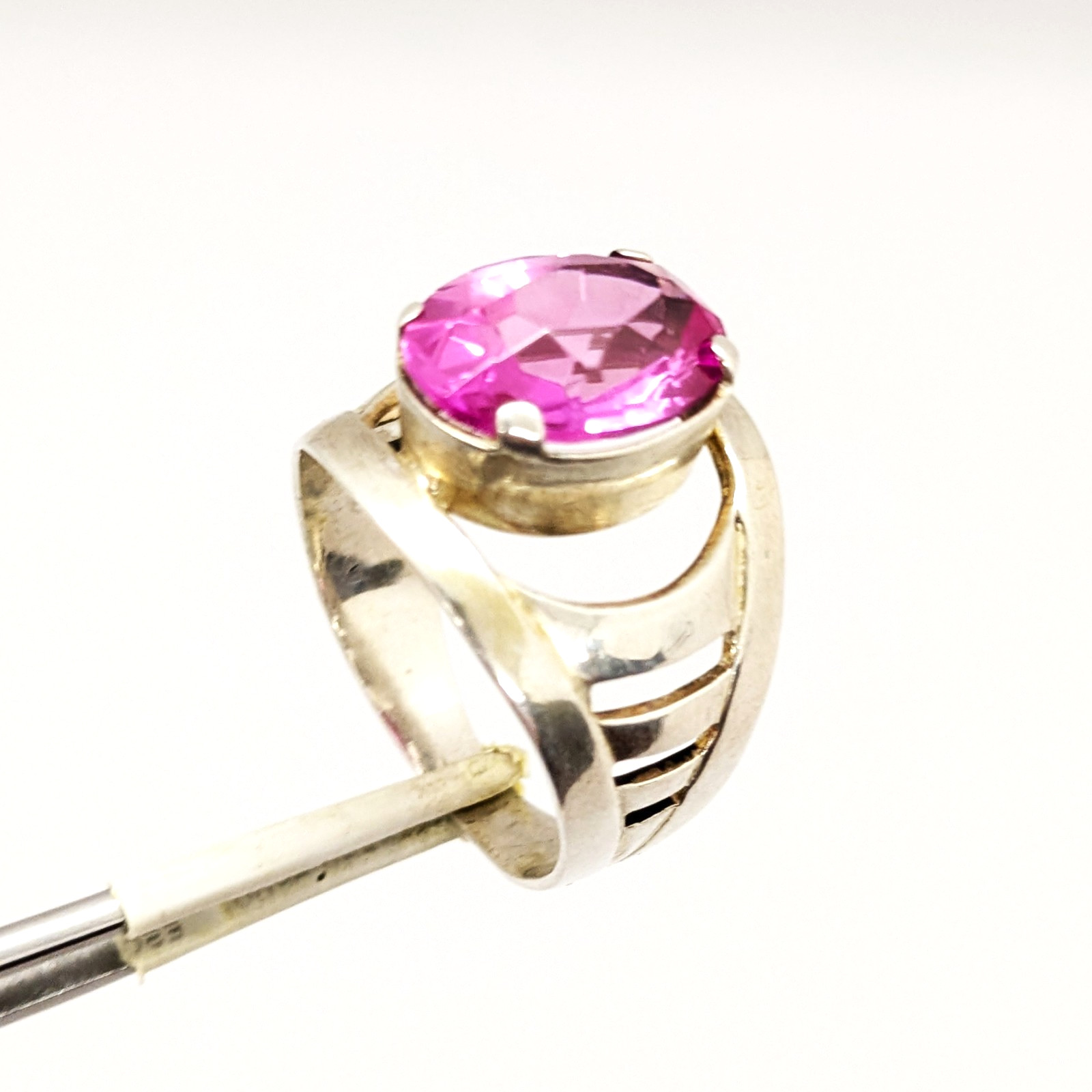Vintage Luxury Soviet RING Silver⭐️875 with Big Bright Ruby -10.5US (20mm) | #77