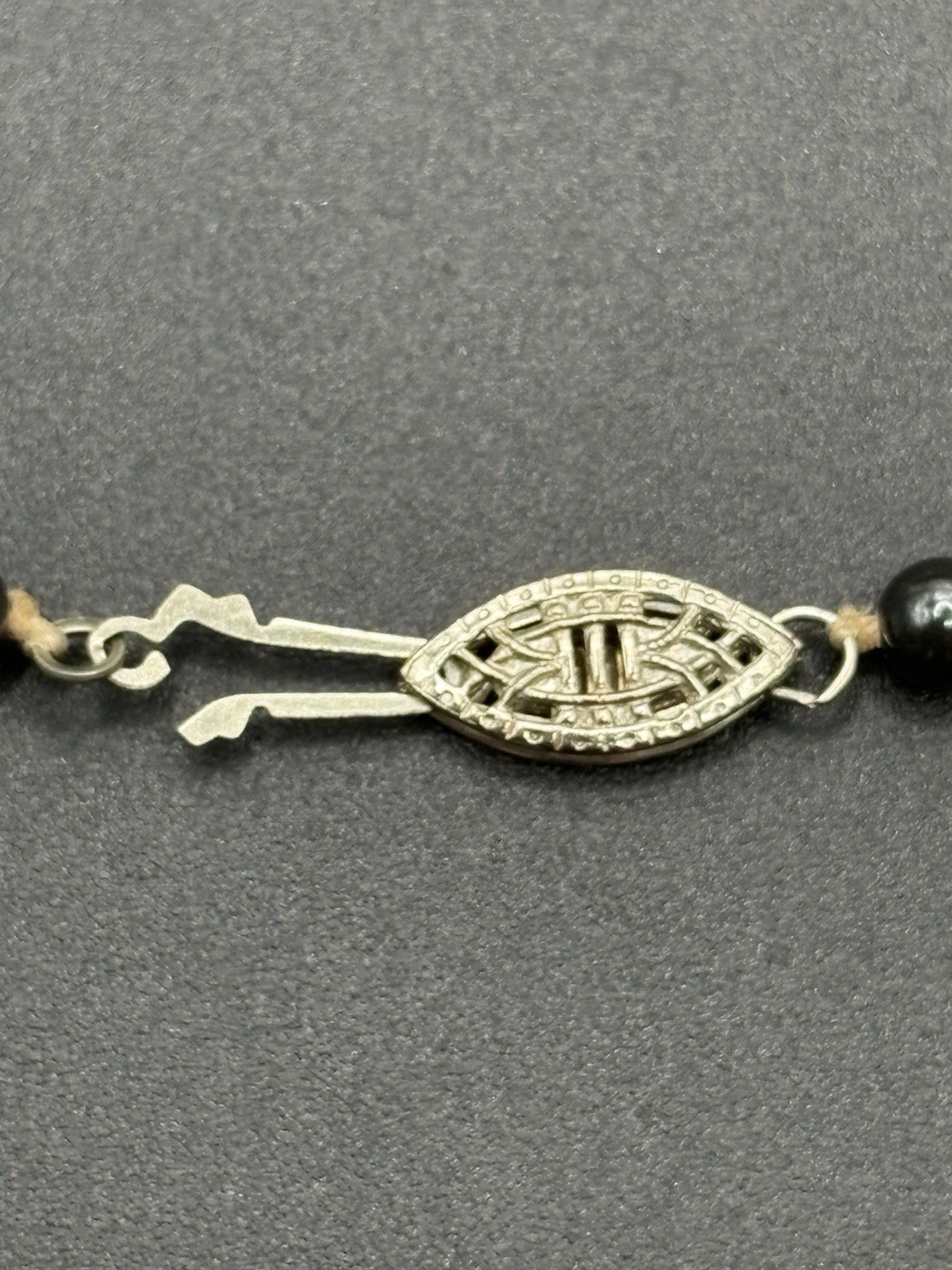 7.5″ Vintage Sterling Silver Hematite Pearl Bracelet 925 B5