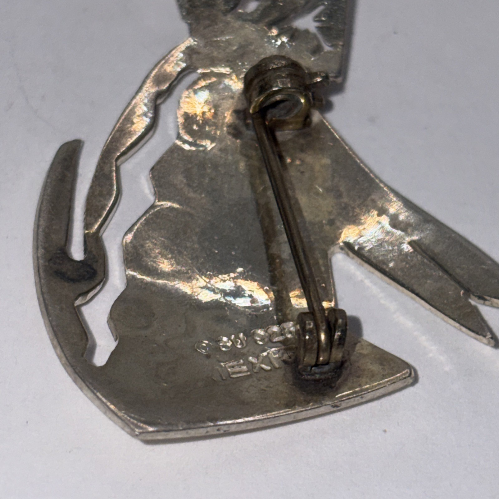 Vintage Mexico 925 Sterling Silver Cat Brooch Kitty Pin Cat Lovers