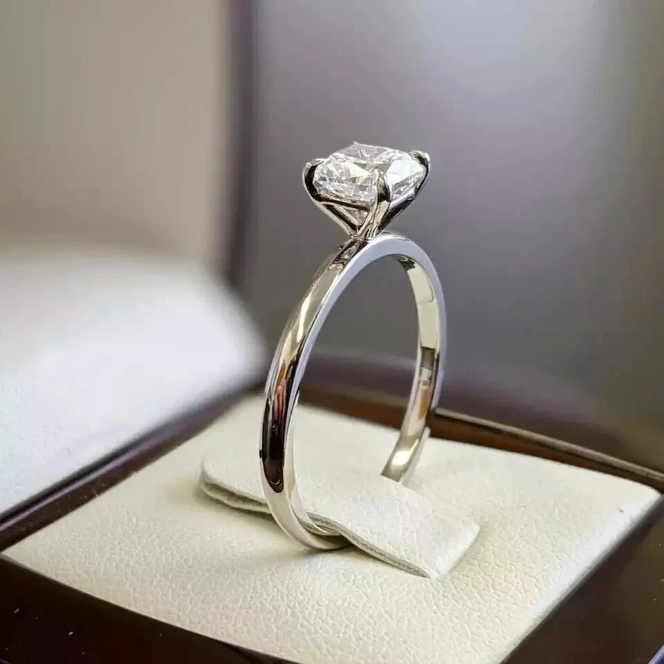 1.2Ct Cushion Cut Lab Created Diamond Solitaire Ring Engagement 14K Gold Finish