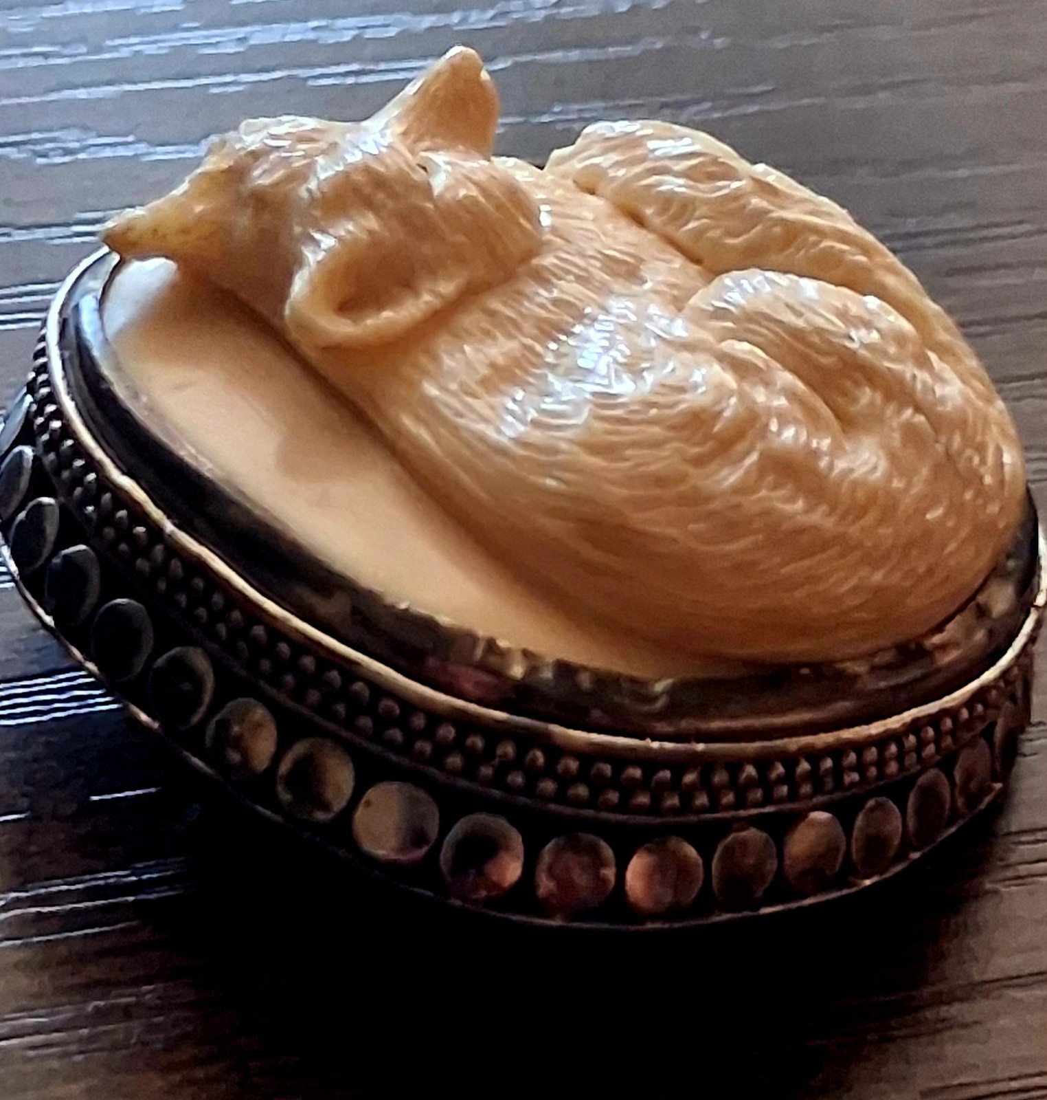 Vintage 925 Sterling Silver Hand Carved Bone Cameo Brooch Pendant Set Fox Bird
