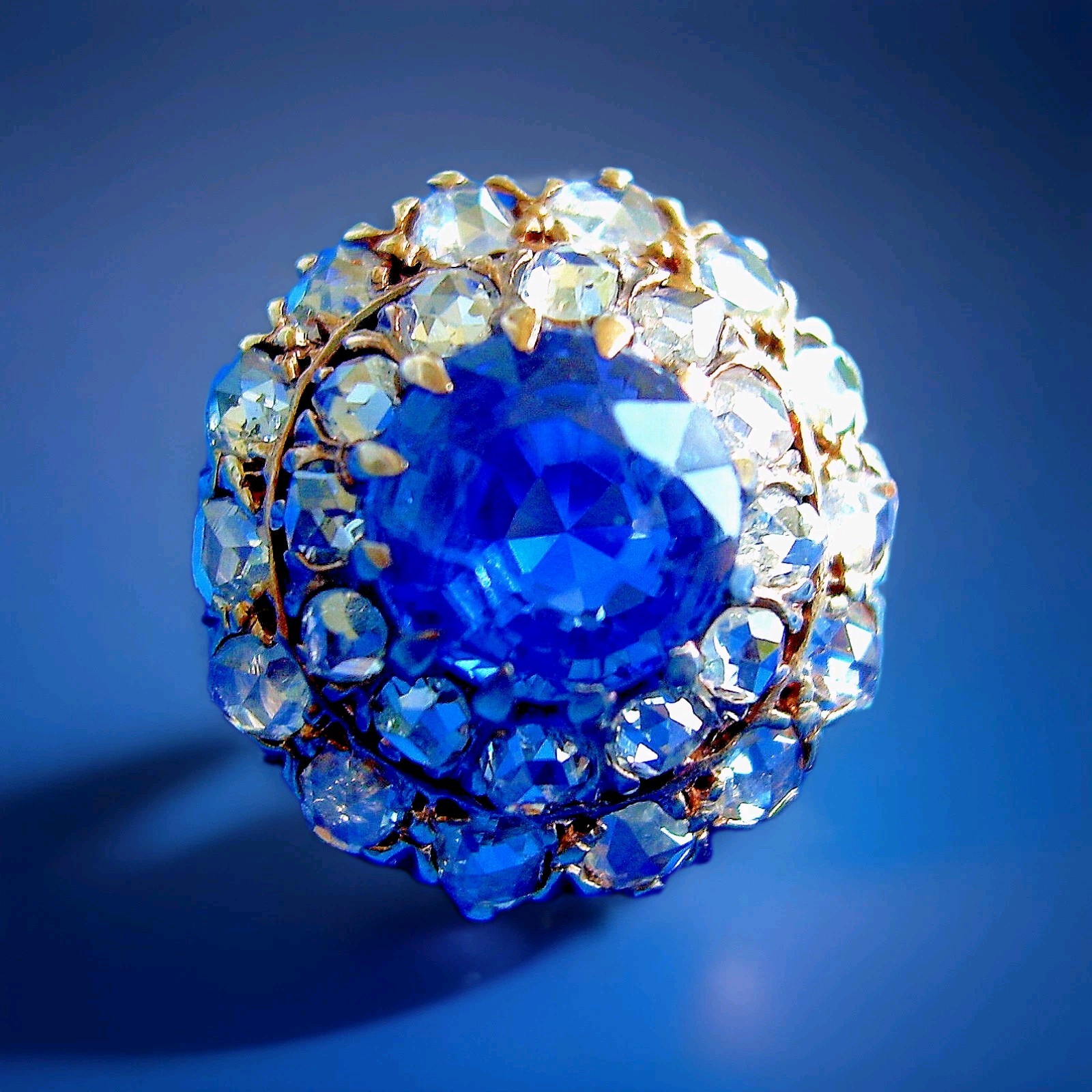 Original EARTH MINED SAPPHIRE DIAMOND Engagement Ring Antique Victorian 14K GOLD
