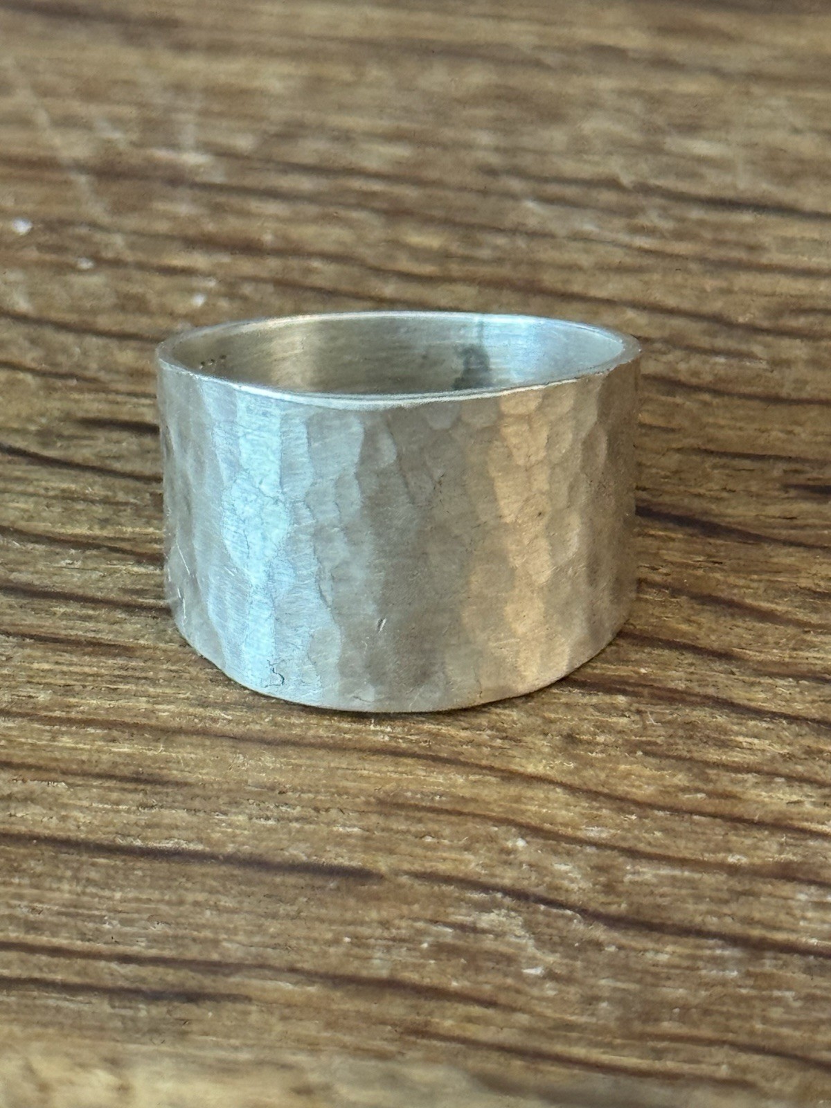 Artisan ring wide sterling silver 925 hand-crafted