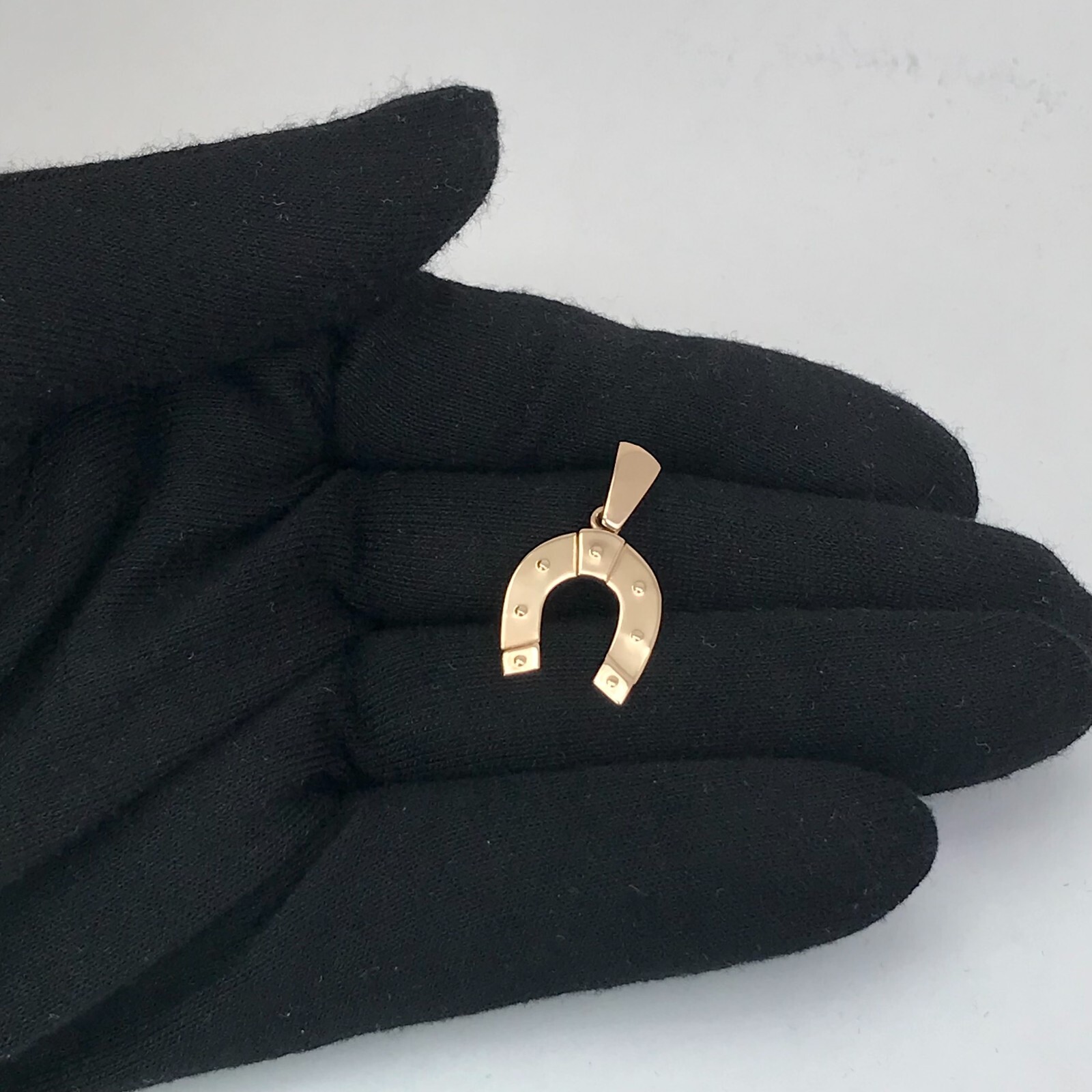 Chic Vintage Original Soviet Rose Gold 583 14k Pendant “Horseshoe” 1,73 g.