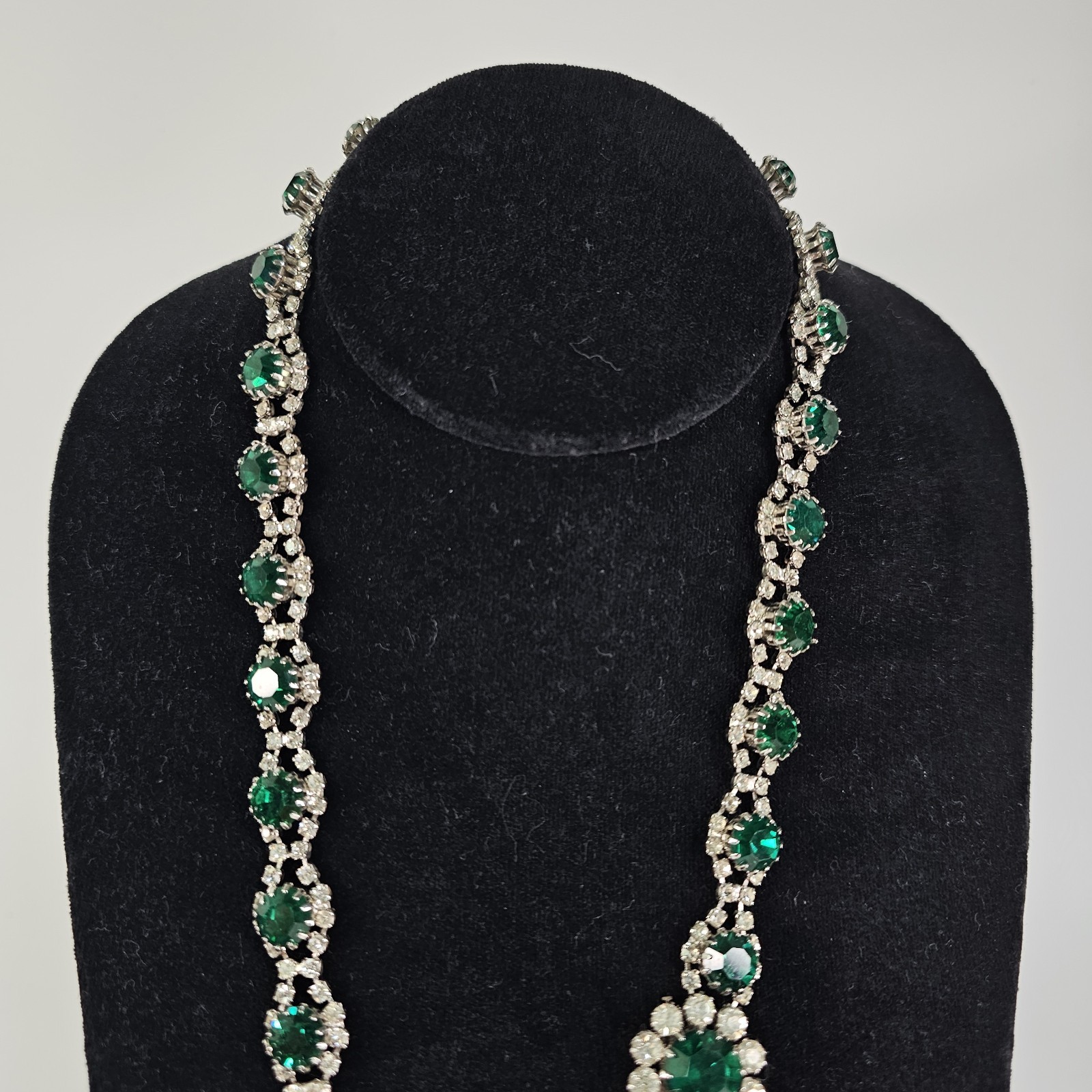 Vtg 50’s 60s Kramer Emerald Crystal Bib Necklace Statement MCM Chandelier REPAIR