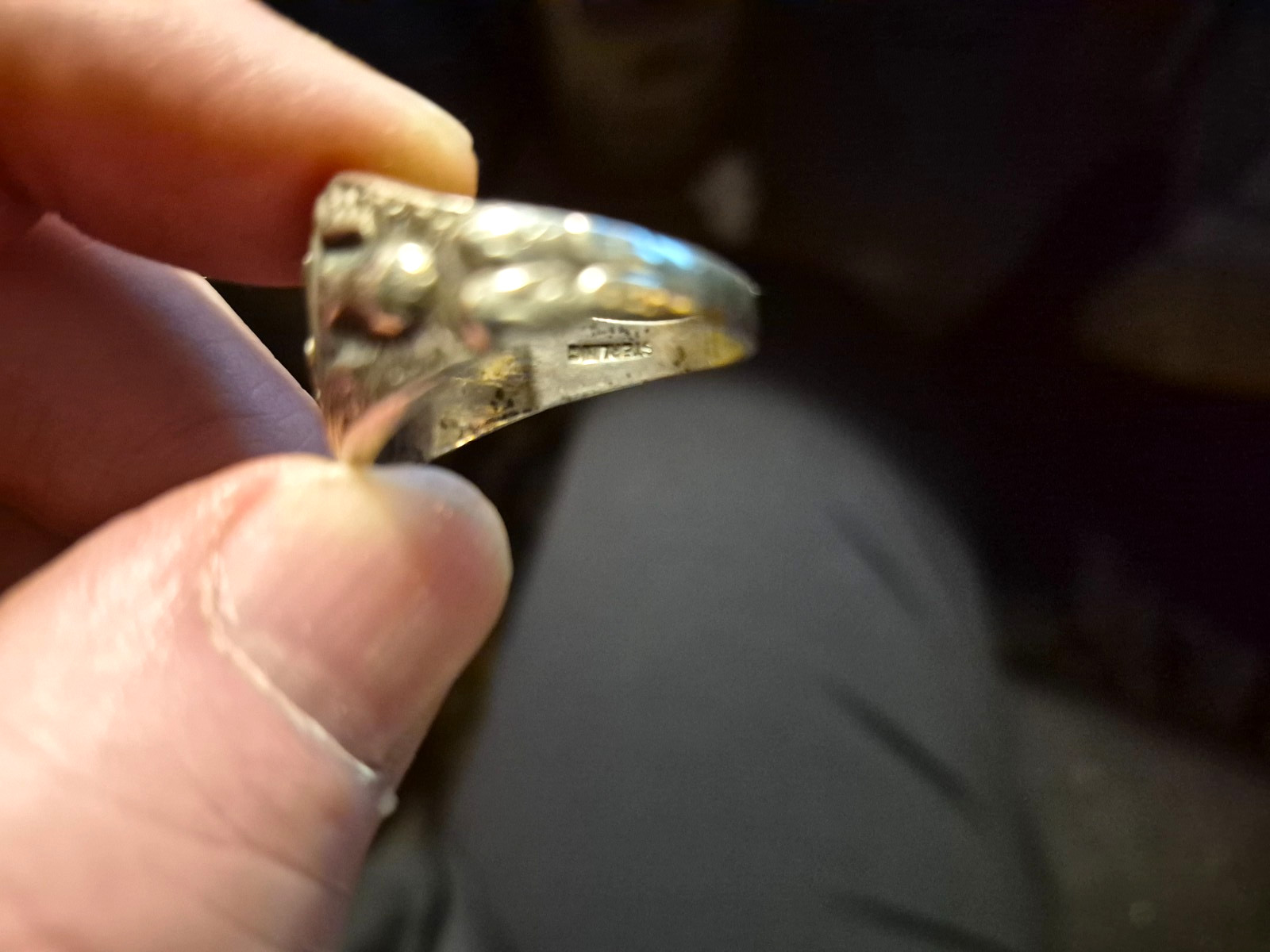 Vtg US Army Eagle Emblem Crest Sterling Silver 10.6gr WW2 Signet Ring Size 12