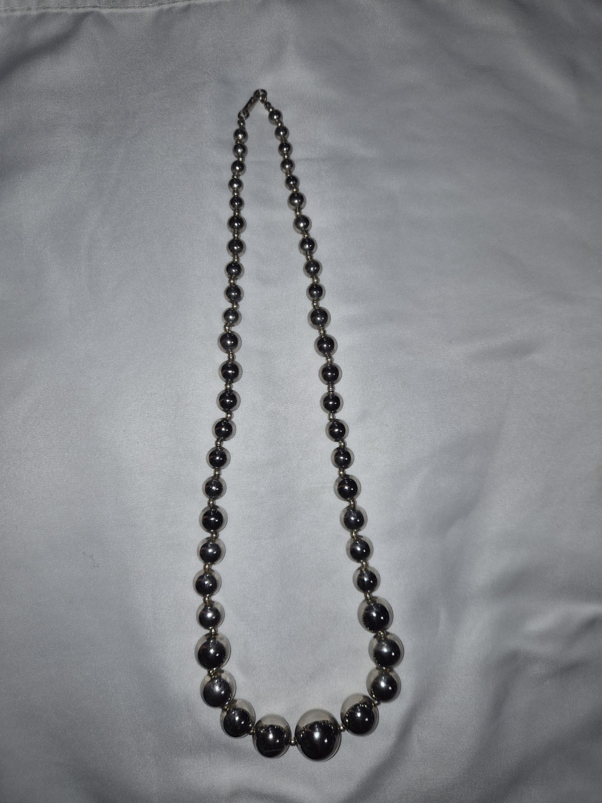 Vintage Designer Carol Dauplaise Chromed Beaded Necklace 22” Signed Graduated