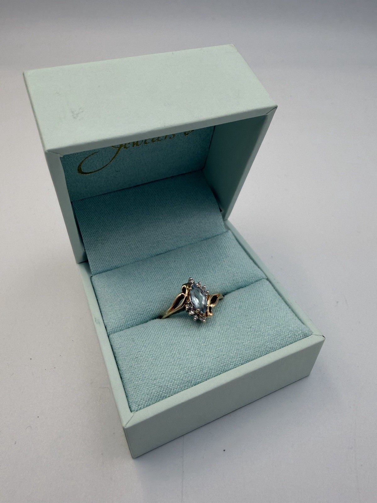 Vintage 14k Gold Ring With Aquamarine Stone Size 6.5